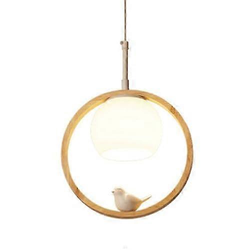 Hanging light in Japanese retro style, solid wood, glass lampshade, E27 socket