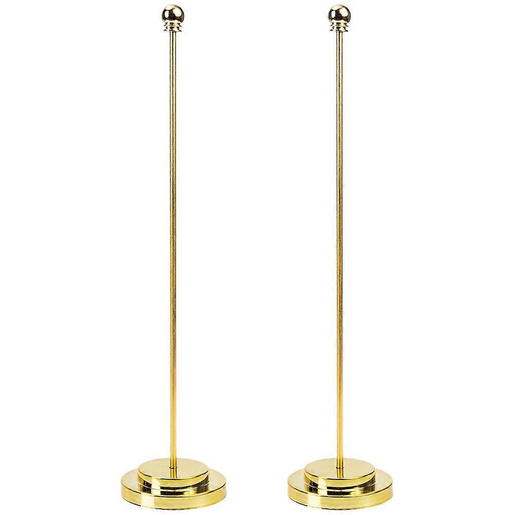 Metal Desktop Flag Poles 2pcs Sturdy Small Holders with Bright Base for Office Meeting Room Decoration, Easy Install for Flags and DIY Display