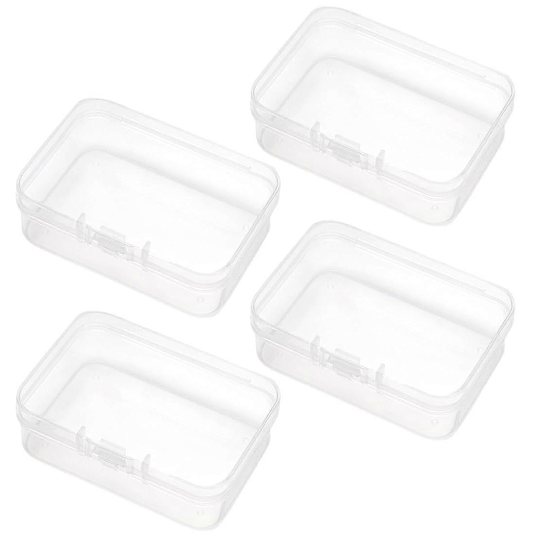 4 Pieces Mini Clear Plastic Storage Boxes, 7.5 x 5 x 2 cm Rectangular Containers for Beads, Jewelry, Pills, and Small Accessories