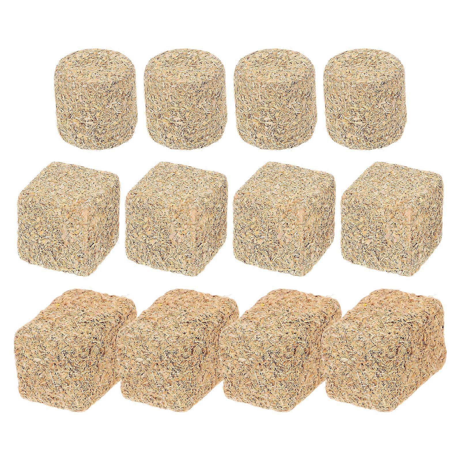 12pcs Miniature Hayrick Mini Hay Bales Mini Haystack Decoration Miniature Hay Blocks for Dollhouse Autumn Harvest Table Craft Display Assorted Color