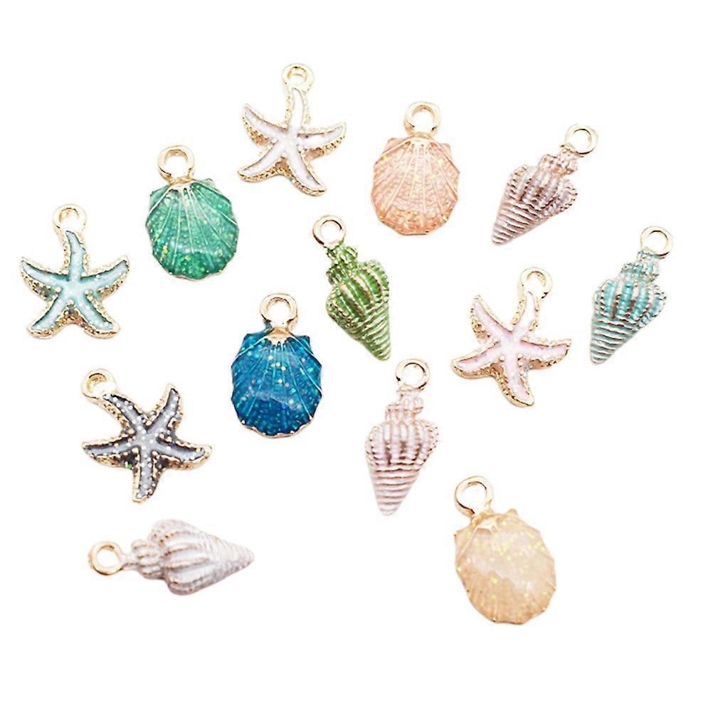 Beach Charm Necklace Jewelry Making Seashell Shape Decorations for Girlfriends 2Sets
