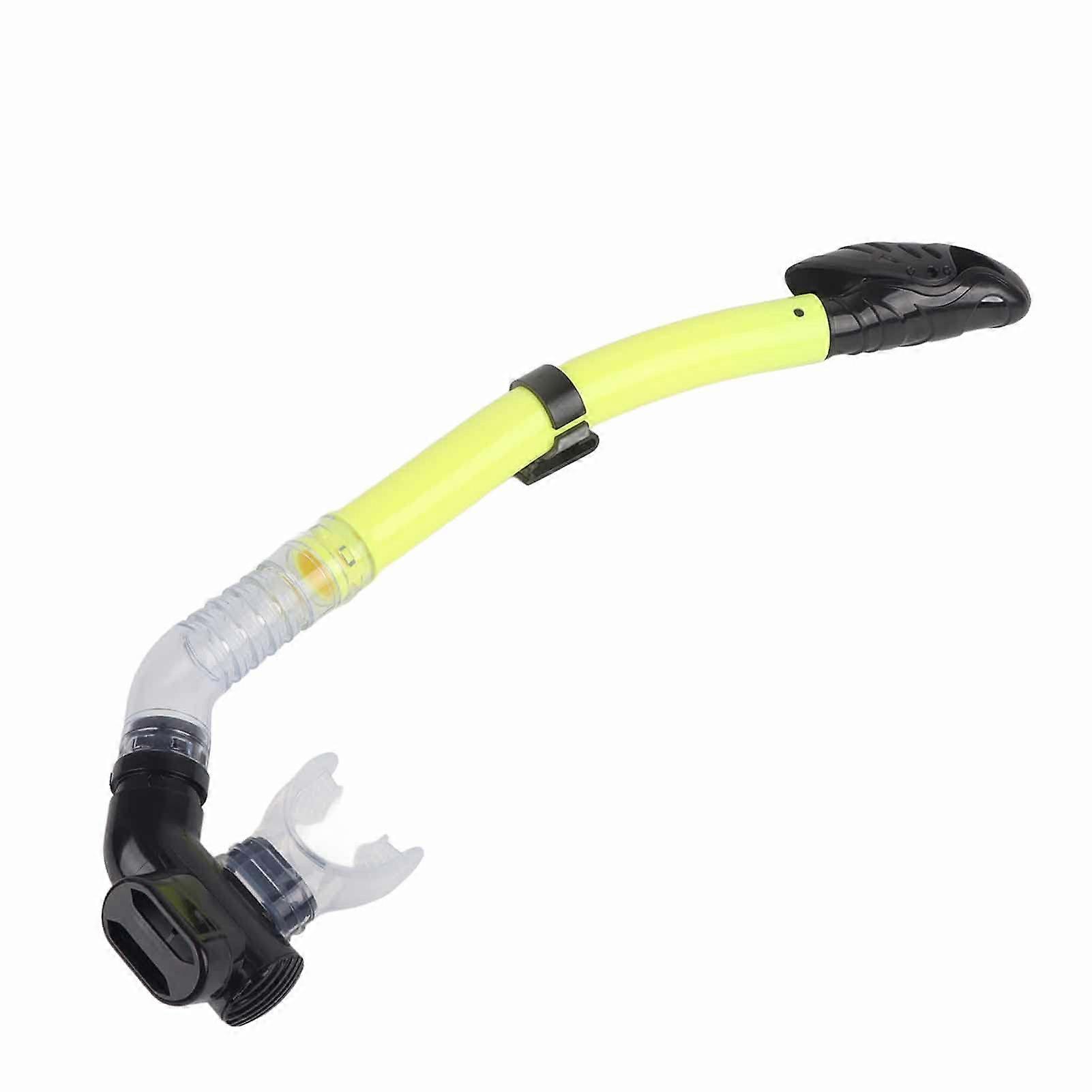 Dry snorkel with oral silicone point, PVC tube, drainage valve with twohole immersion, ideal for diving and apnea diving (1) yellow