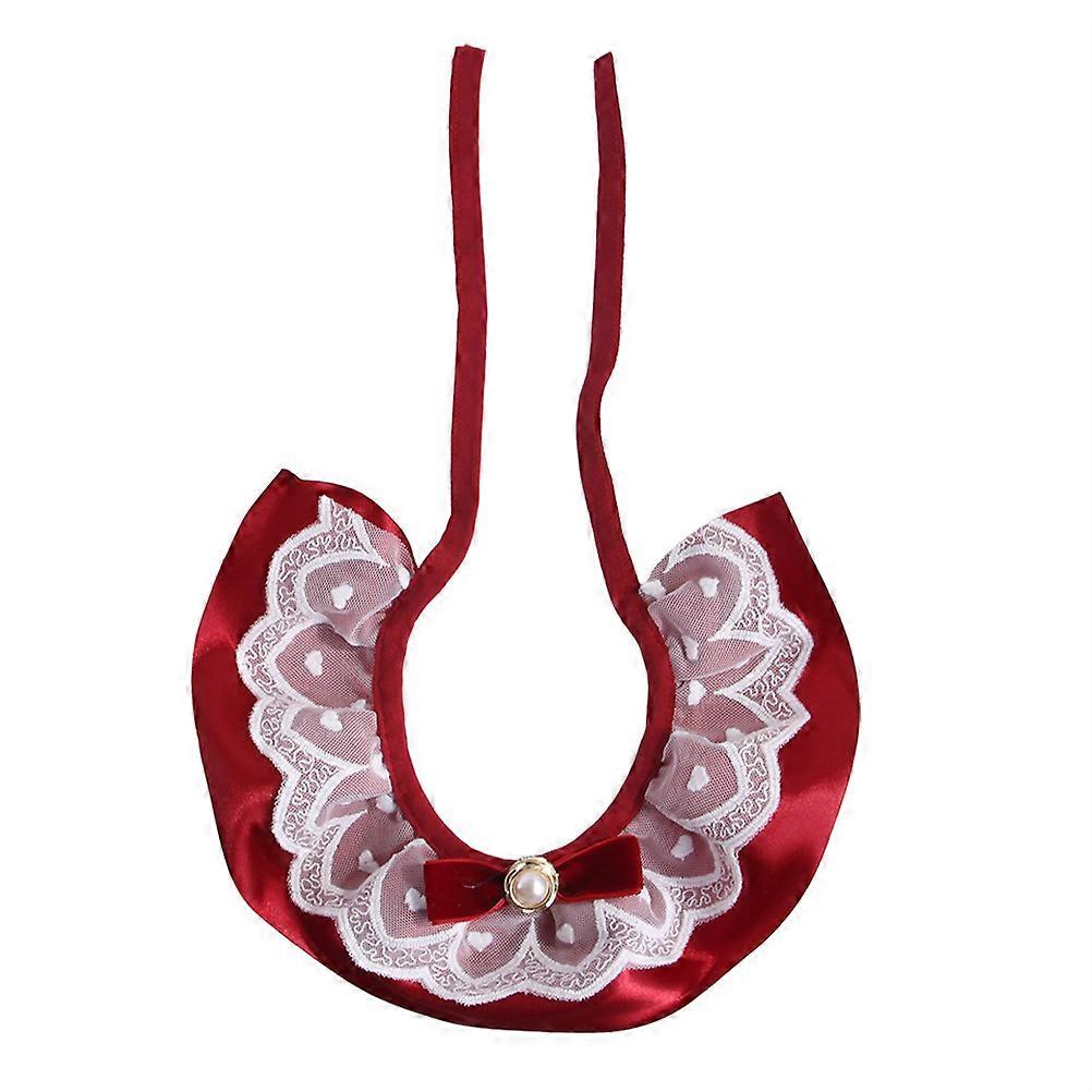 Cat Costume Collar Scarf for Birthdays and Christmas Red Polyester Elegant Style 1Pack