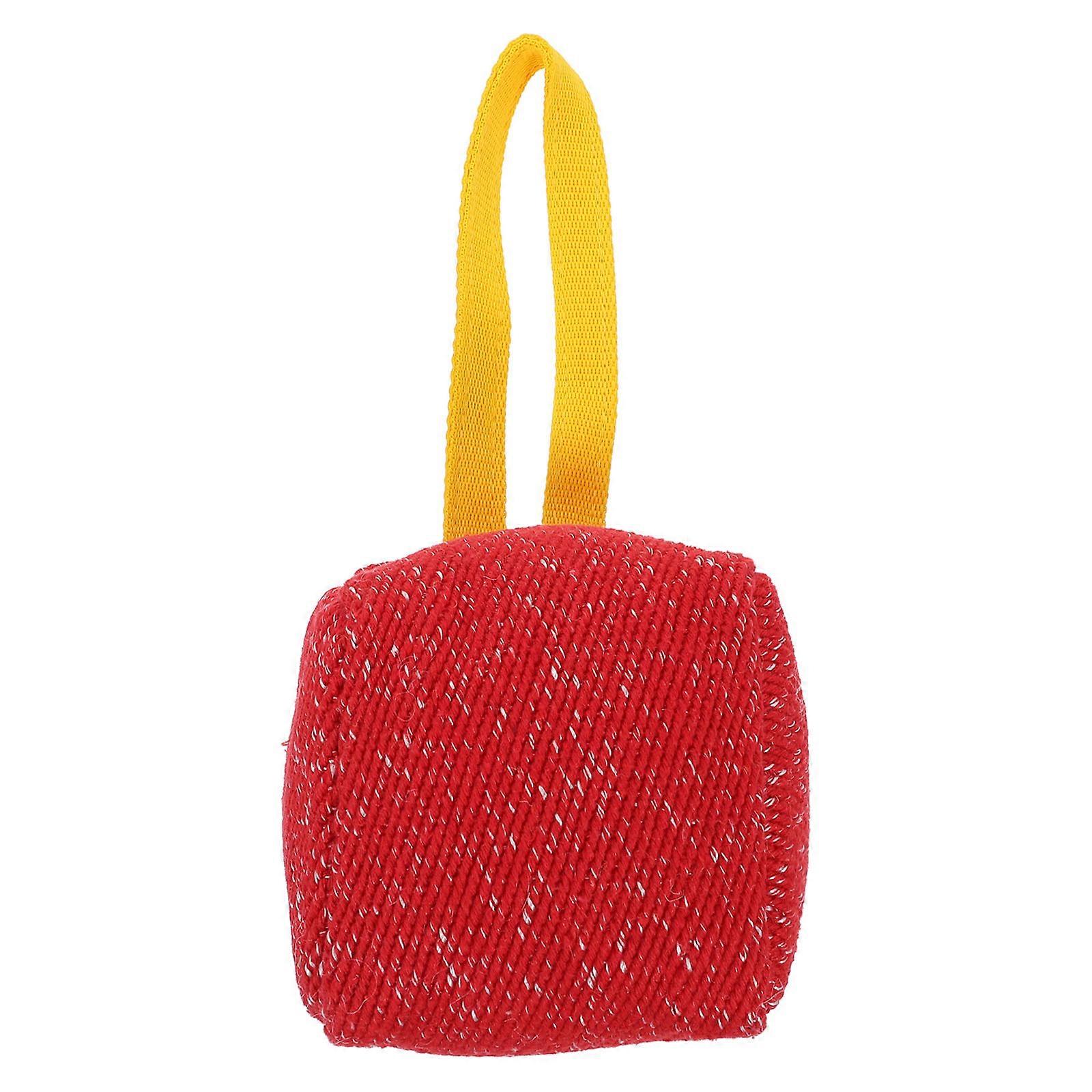 Pet Bite Pillow Red Biting Pillow Toy for Pet Dog Teeth Grinding Square Shape 26.5x10x10cm 1Pack