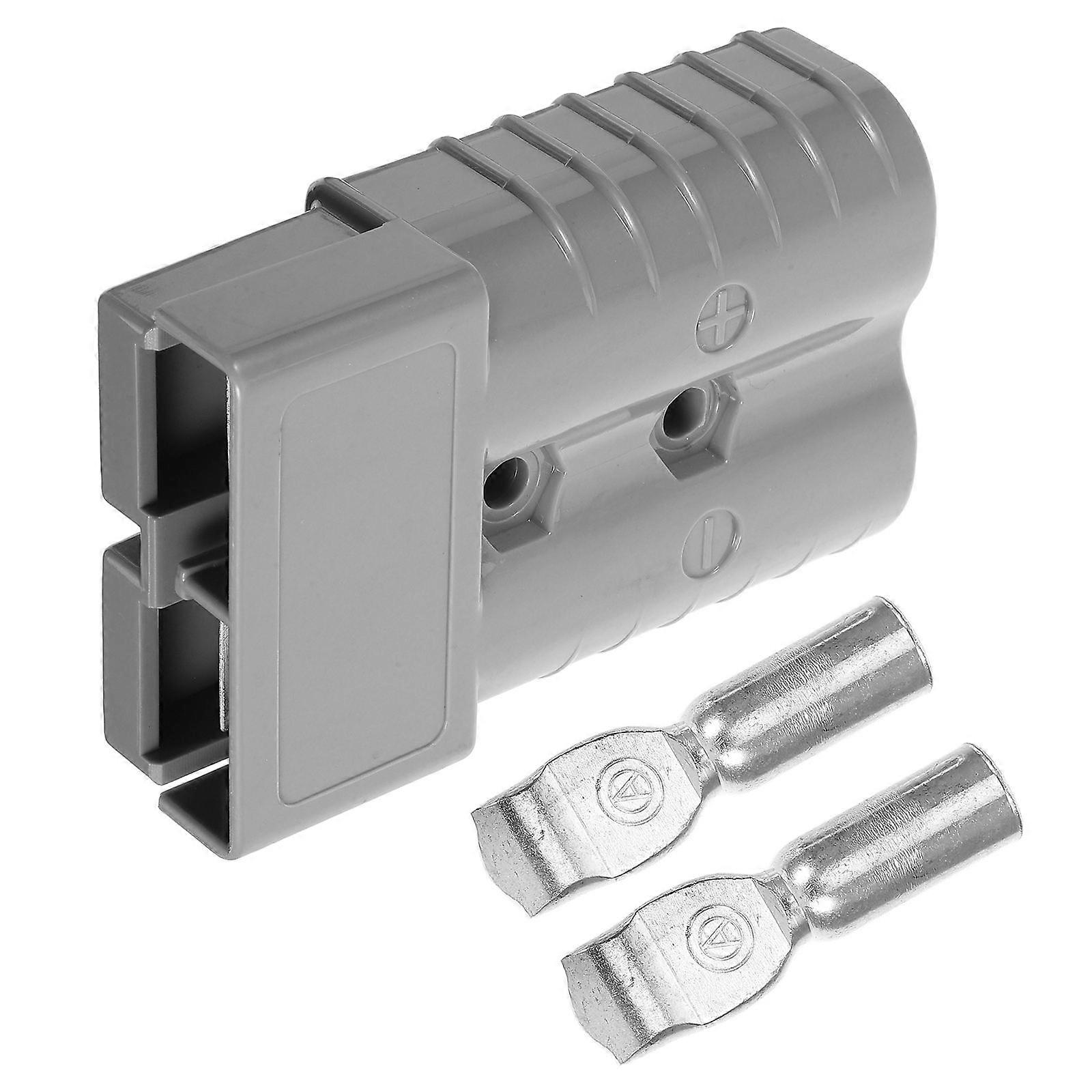 Solar Cable Connector 350A 600V Premium Plug Exterior Connector Power Solar with 2 Contacts Gray Solid Locking Connection for 1Pc