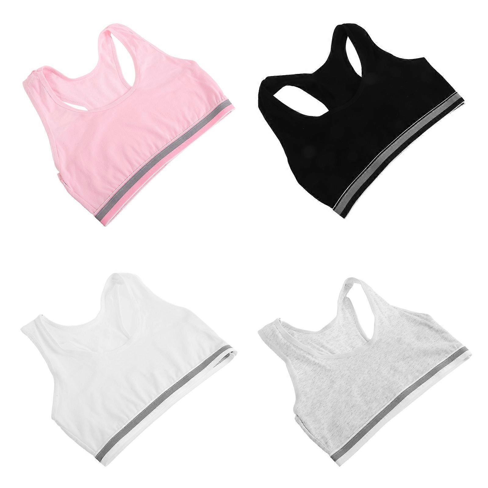 Sports Bras For Teens Cotton Material Lounging Comfortable Training Support Black 4Pcs
