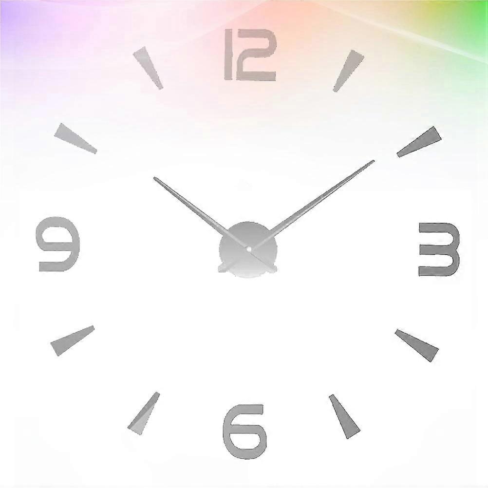 Mirror Clock Wall Decor Acrylic Hanging Clock Silver 100x100x2cm Time Display 1Set