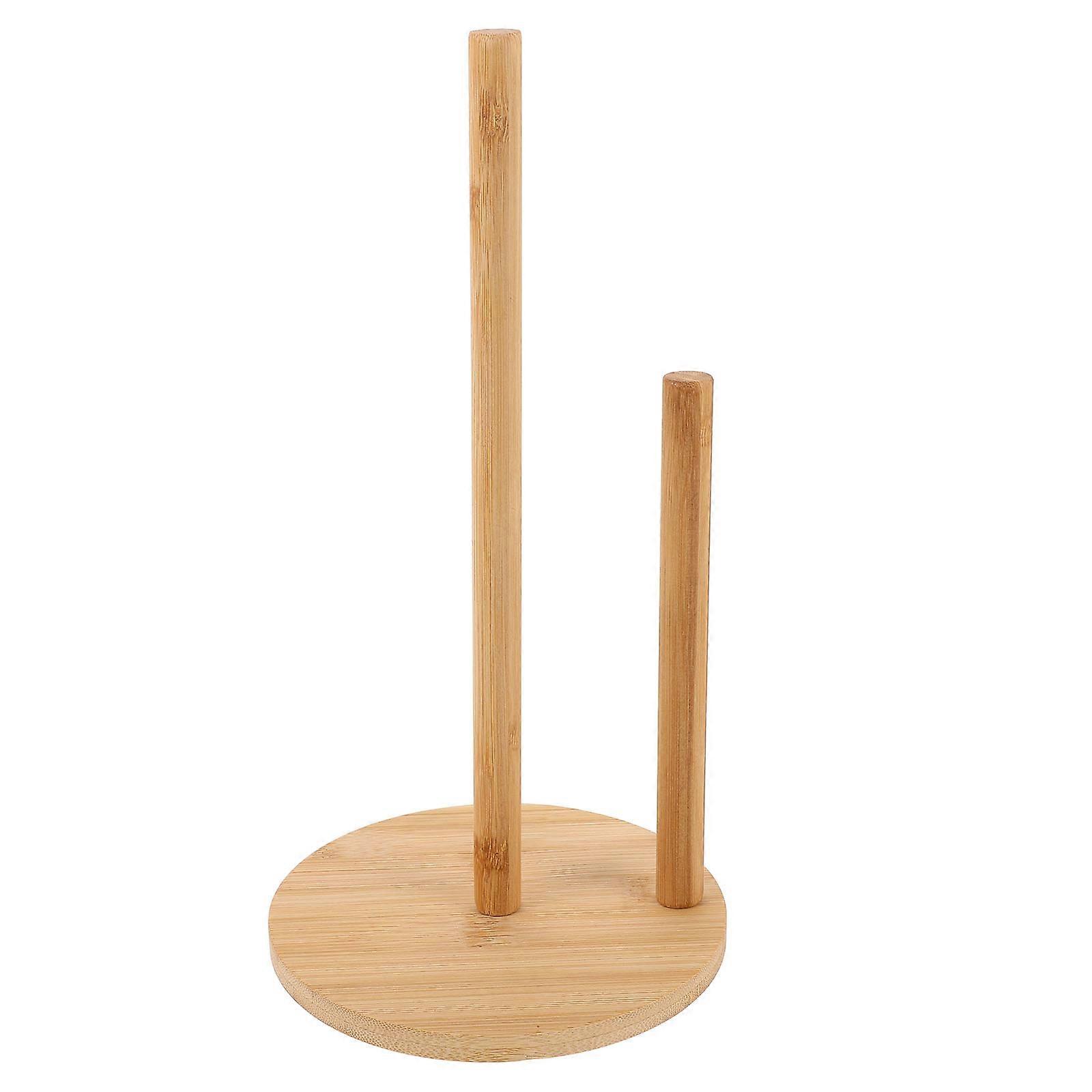 Paper Towel Roll Stand Kitchen Use Wooden Base Khaki 27.50X14.30X14.30CM Simple But Chic Design 1Pcs