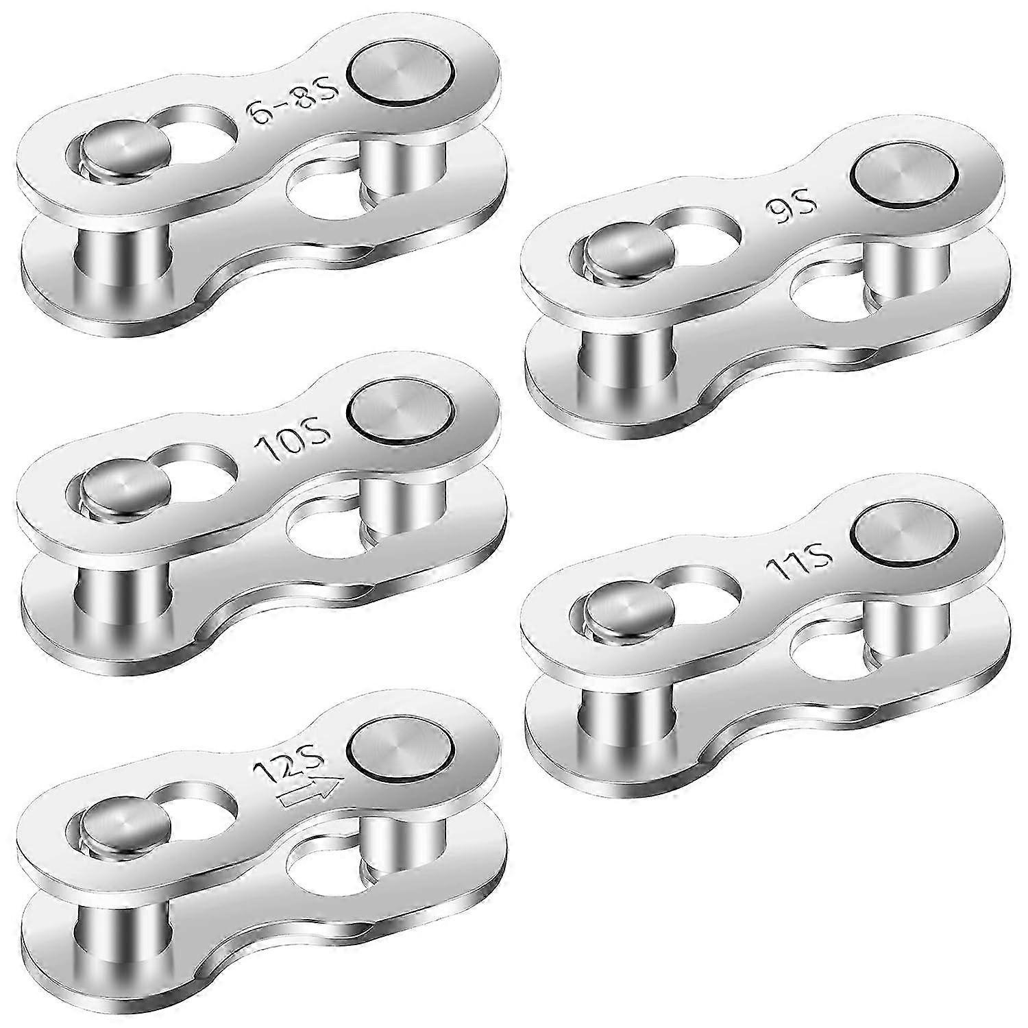 Chain Lock Compatible with Various Bicycles, Set of 5 Durable Chain Clasp Links for 8/9/10/11/12 Speed Chains, Reliable Replacement Componen