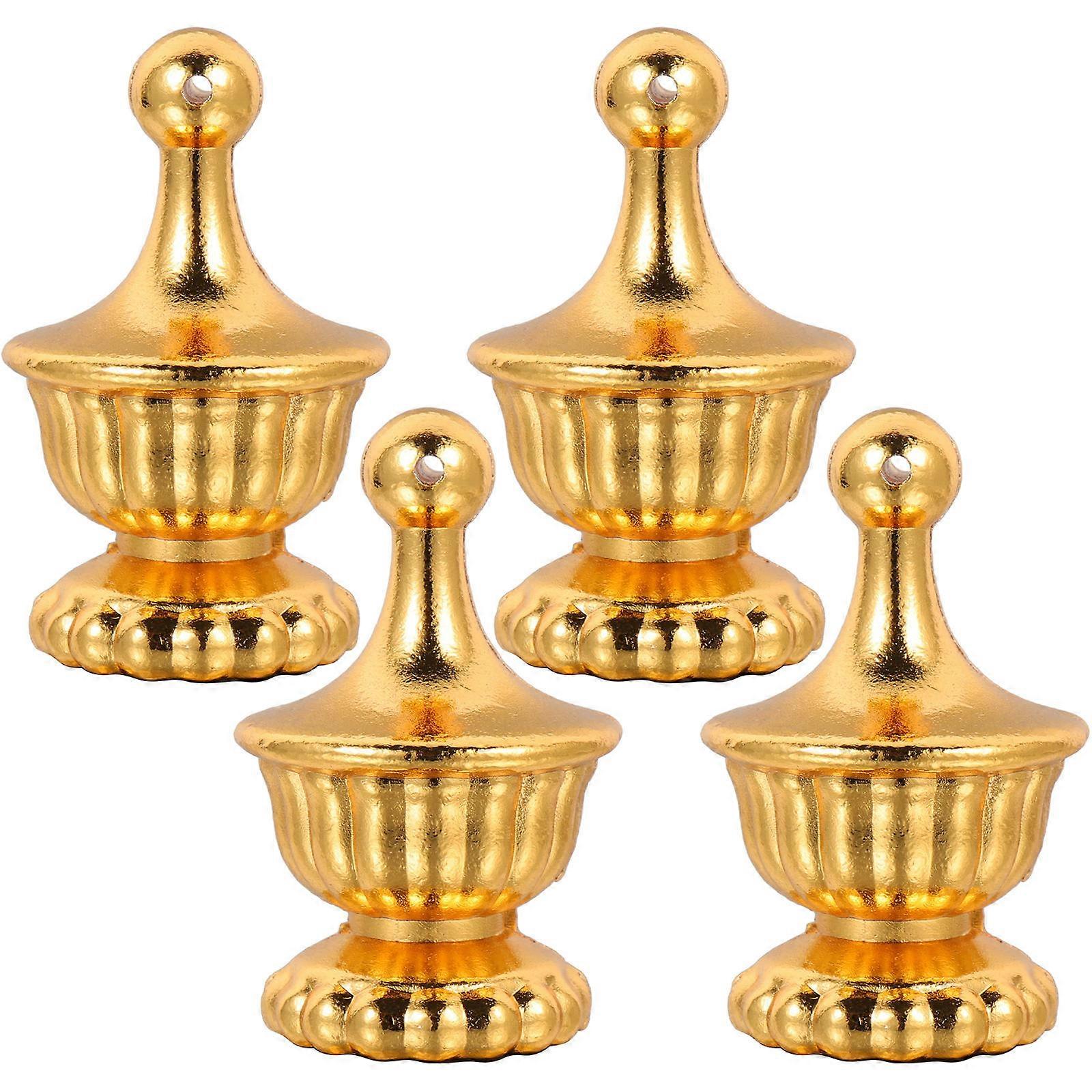 Decorative Finials for Lamps Golden Zinc Alloy Lamp Shade Finial Cap 6X3.5X3.5CM Modern Retro 4Pcs