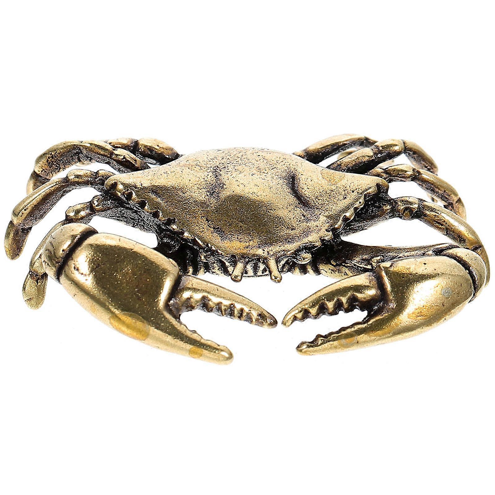 Brass Crab Figurine Home Decor Retro Style Tabletop Space Saving 1Set