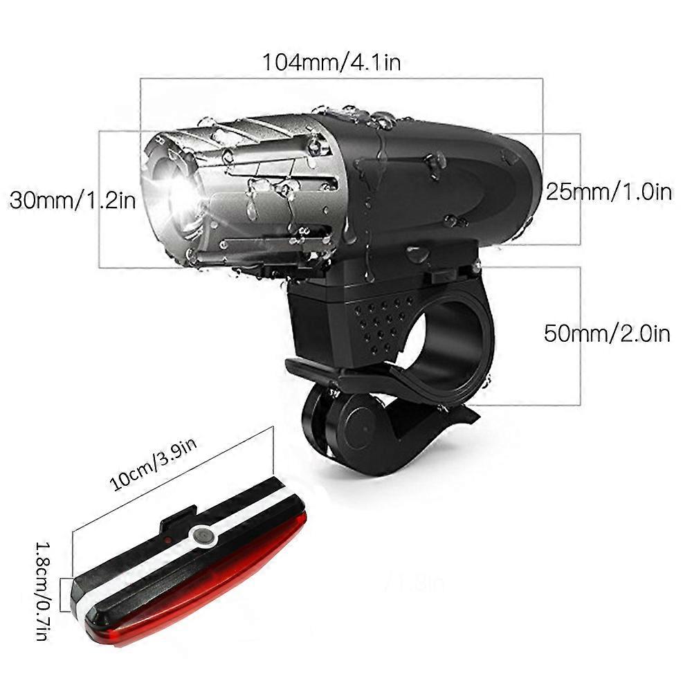 Bike Lights Set USB Rechargeable Bicycle Headlight & Tail Light Waterproof Cycle Front Headlight and Back Light Dual Front & Rear Bright Light