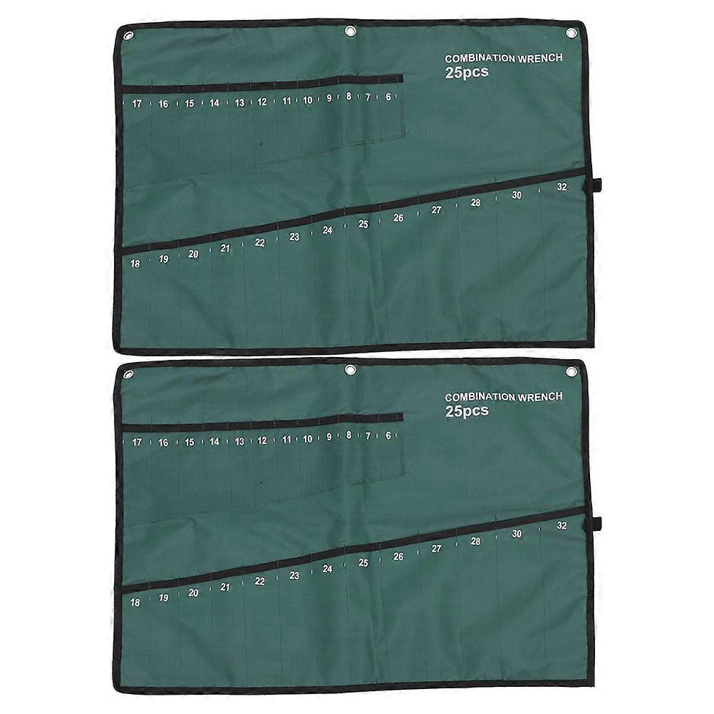 Roll Up Tool Bag Organizer Heavy Duty Storage Pouch For Electrician Mechanic Wrenches Small Tools Green 67.00X48.00X0.30CM Convenient Storage 2Pcs