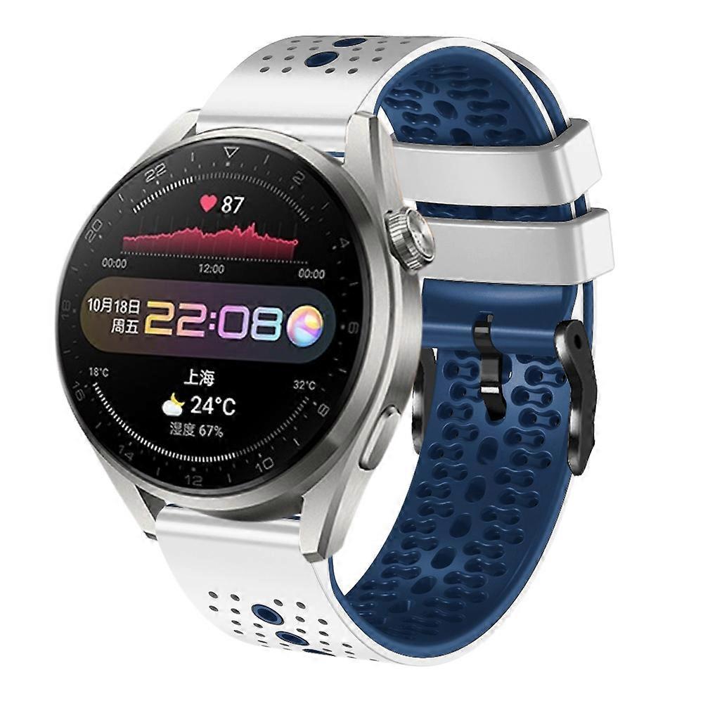 For Huawei Watch 3 Pro 22mm Perforated Two-Color Silicone Watch Band