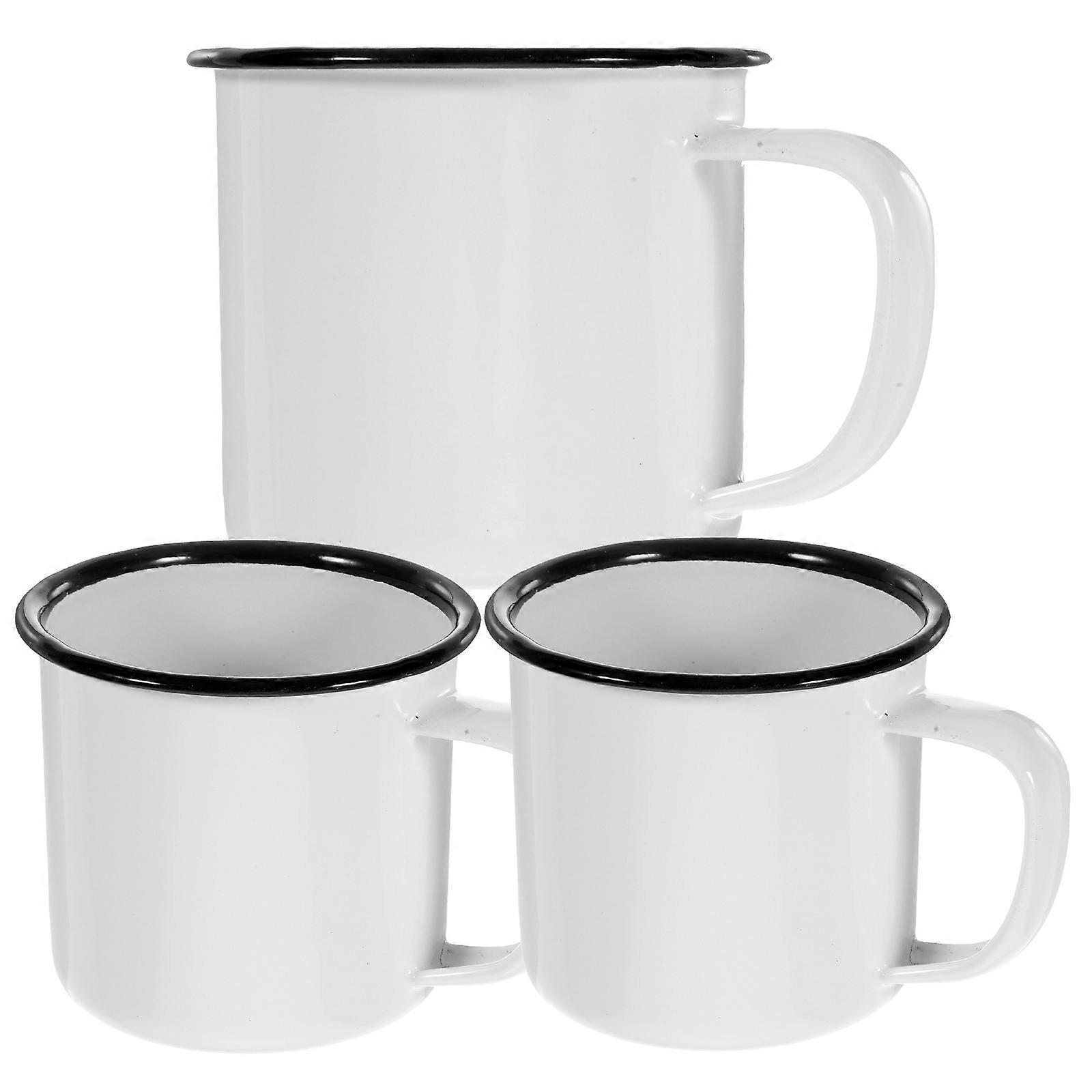 Old Style Enamel Mug Indoor Use 8.5X6.5X6CM Reusable 3Pack