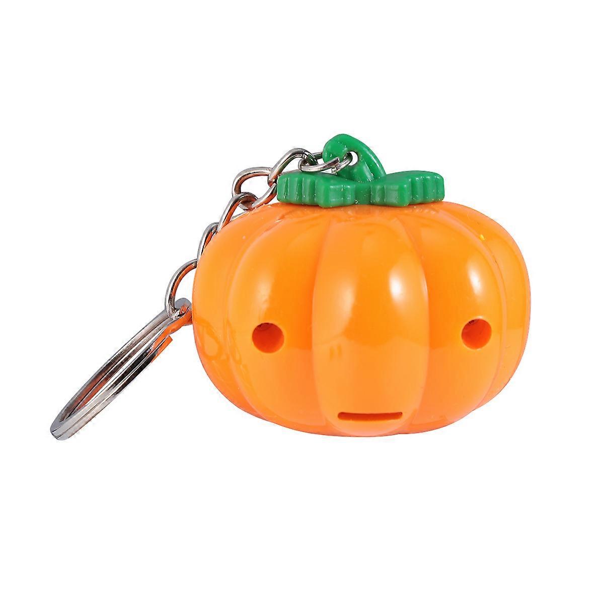 Pumpkin Shaped Halloween Style Keyring With Button Battery For Backpack Keys Orange 3Set