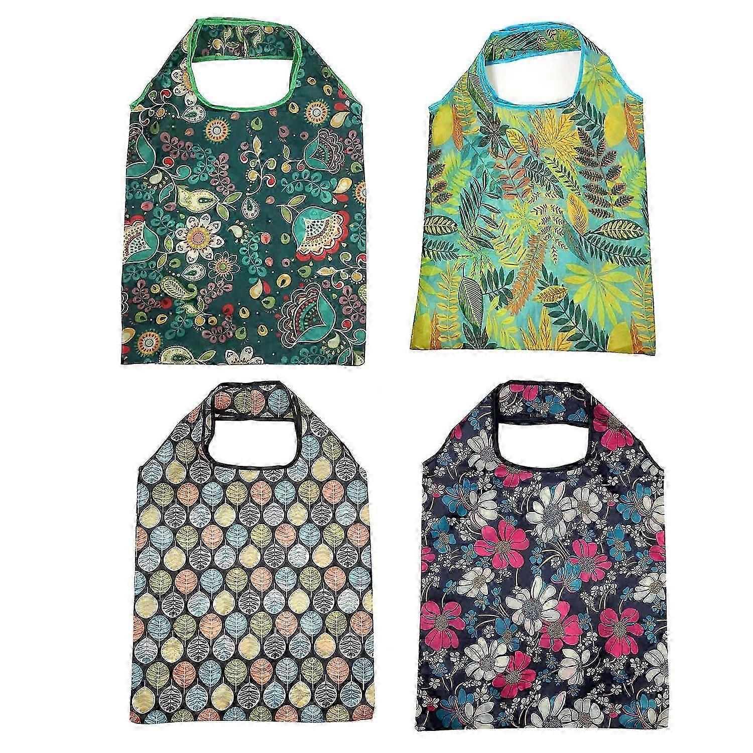 2025 Latest Model 4Pcs Shopping Bags Reusable Large Capacity Exquisite Pattern