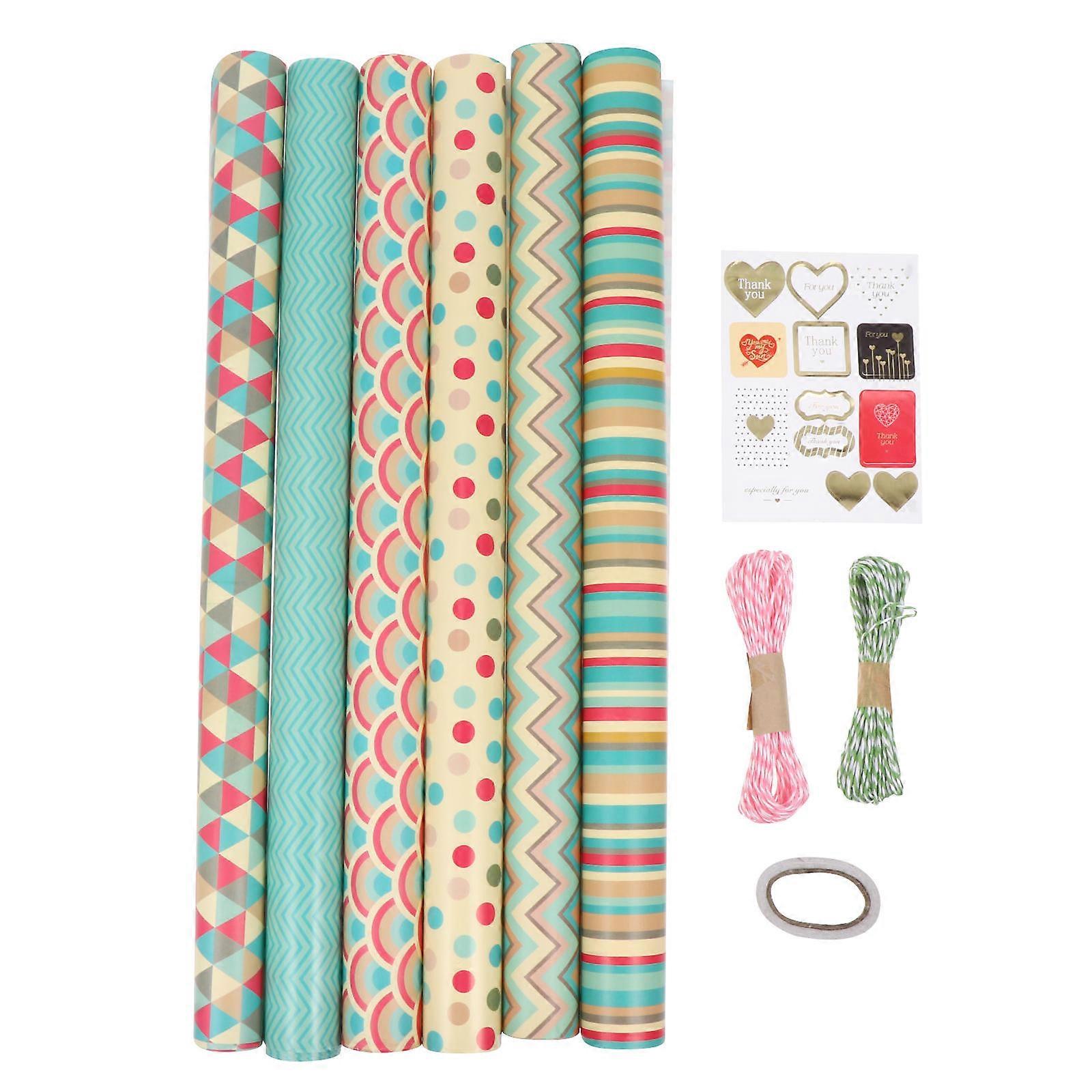Reversible Wrapping Paper Set Pretty Art Decorative Papers Lovely Diy For Birthday 50x70CM 1Set