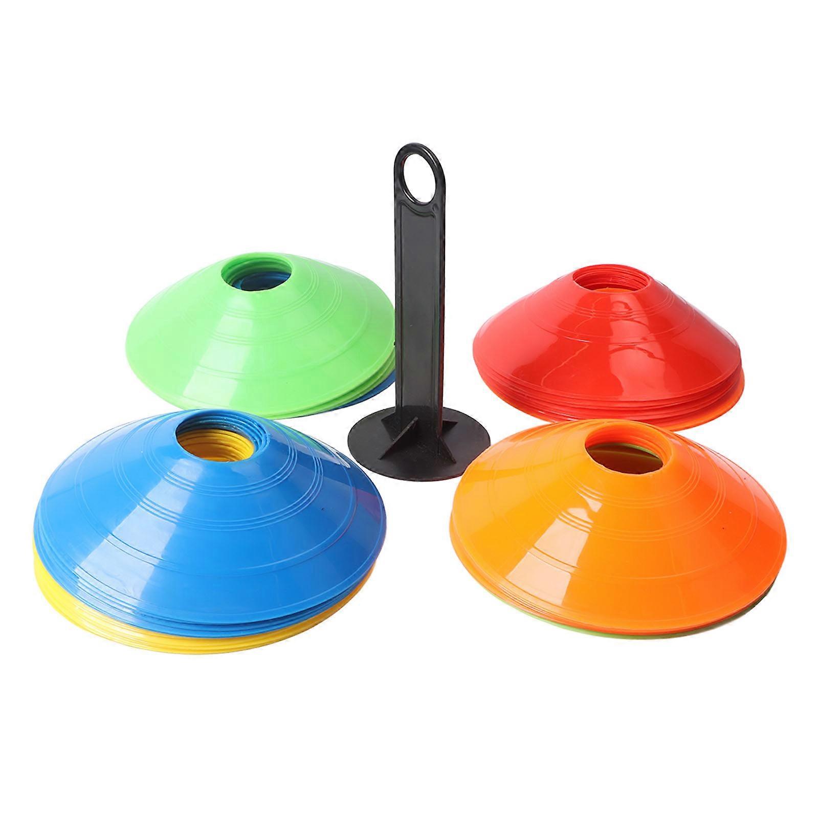 50 Pack Agility Soccer Cones Different Colored Cone Markers with Carry Bag and Holder for Sports Training Practice 