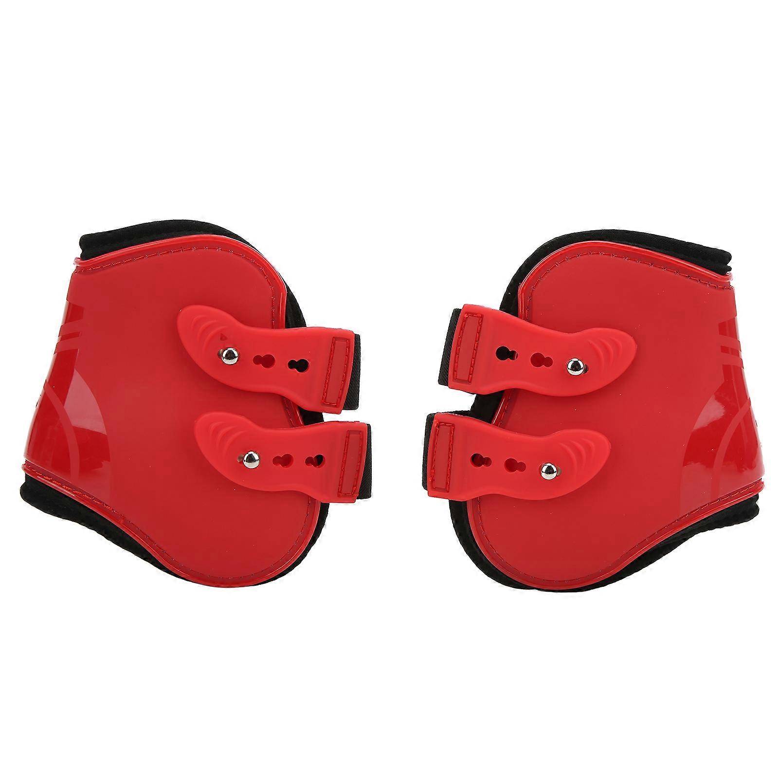 Horse Tendon Boots Set Safe Soft Wear Resistant PU Shell Tendon Guard Boots for HorsesRed Hind Legs L