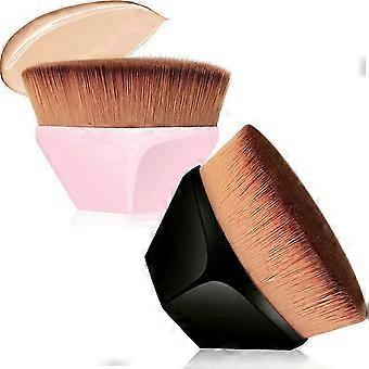 2 Stück Pinsel, Foundation-Pinsel, flache Foundation-Pinsel (schwarz und rosa)