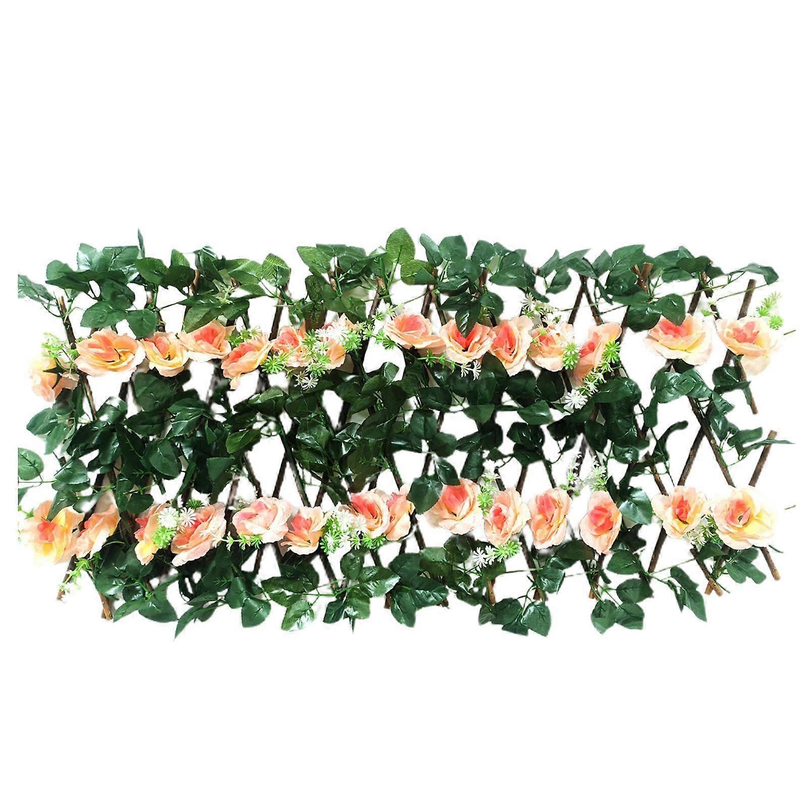 Artificial Flower Hedge Privacy Screen Expandable Garden Trellis Panels