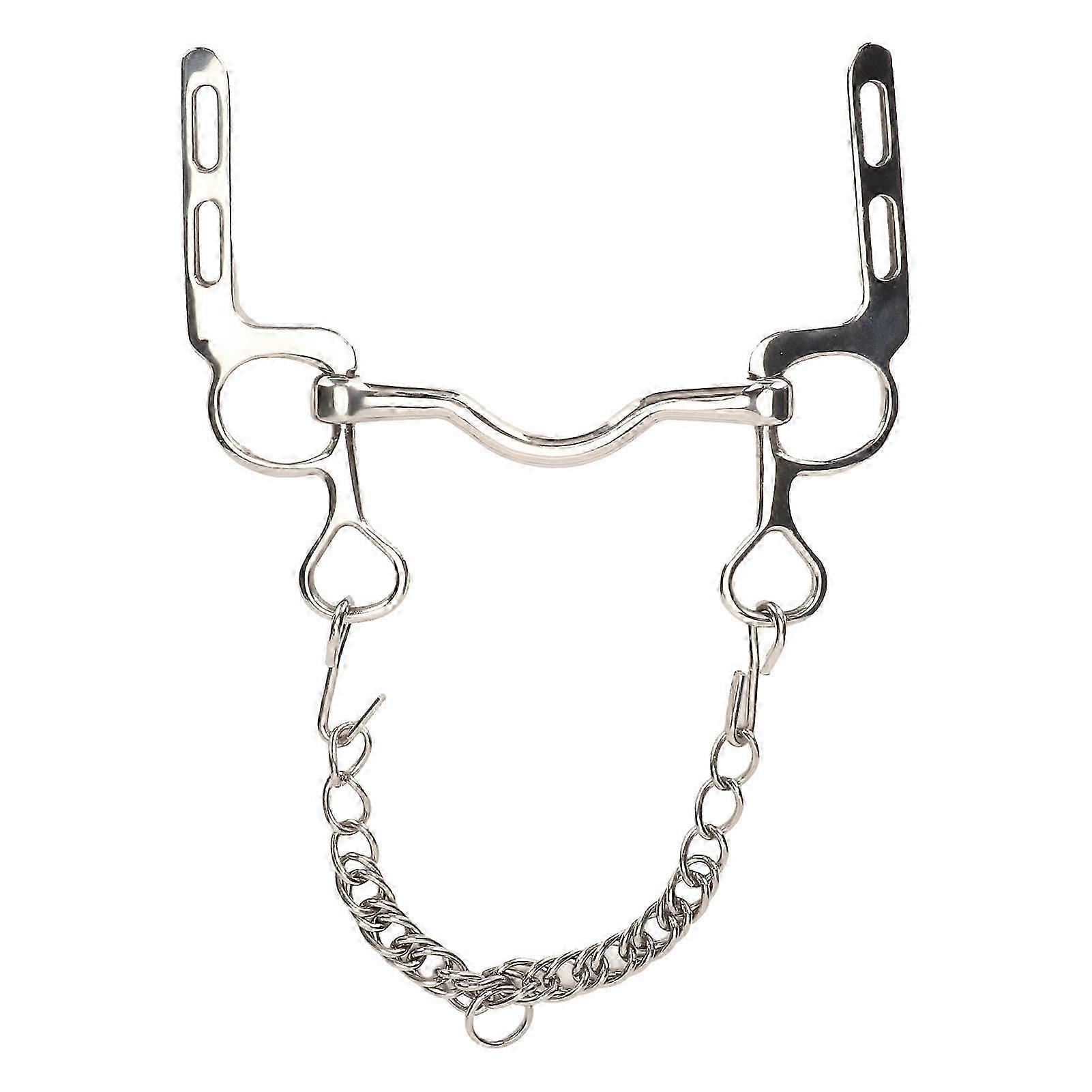 Stainless Steel Rustproof Horse Mouth Bit with Roller, Hook, and Chain for Easy Control at Horse Farm
