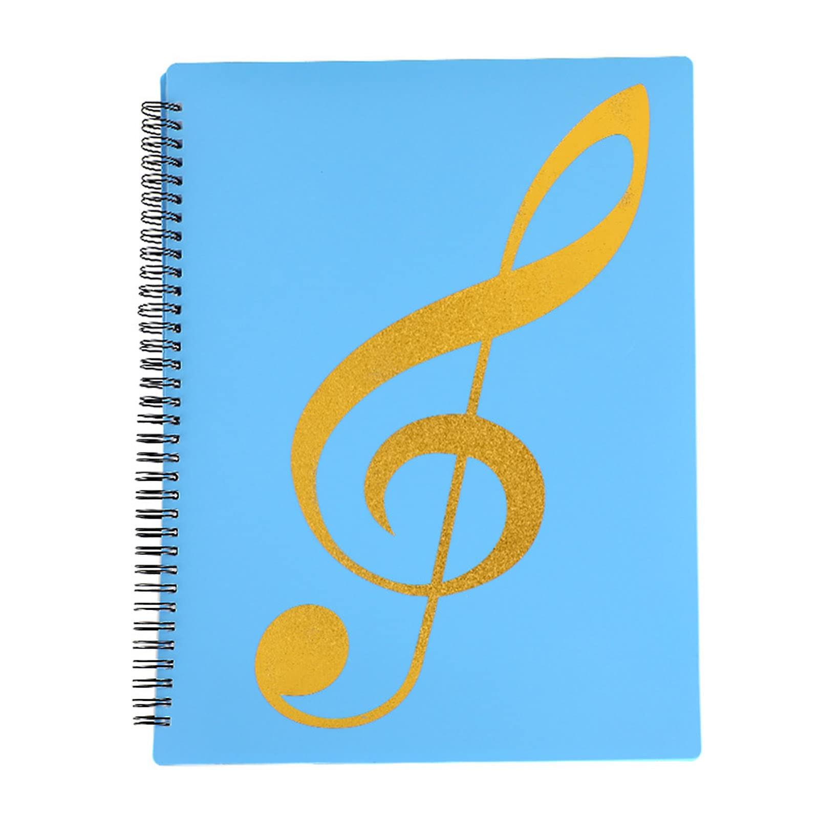Spiralbound sheet music folder with 20 pockets, 40 pages, ring binder, office supplies for musicians, blue