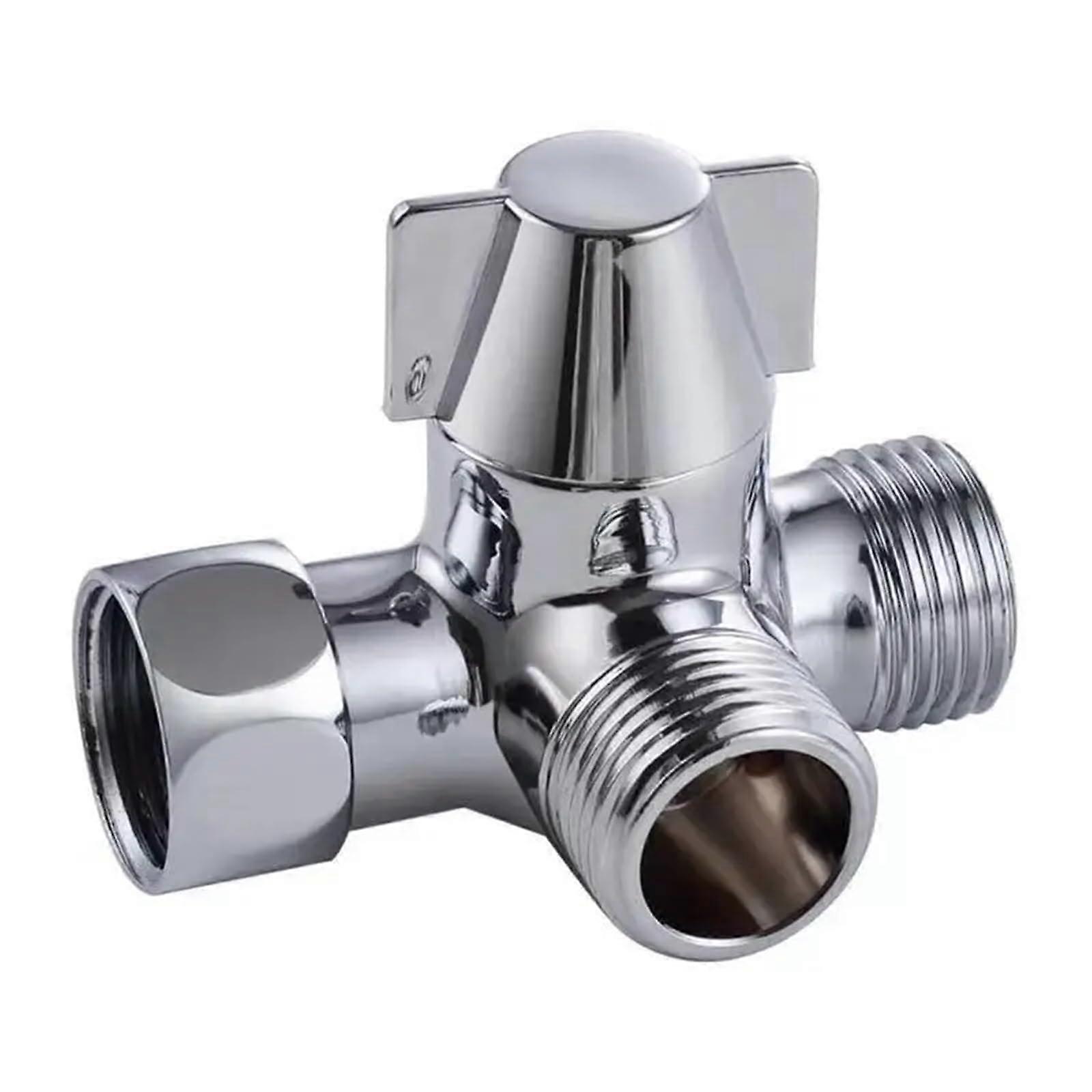 Diverter Valve 1/2 Inch Three-Way Water Distribution Valve for Shower, Durable Brass Shower Connection Switch, Bathroom Accessory