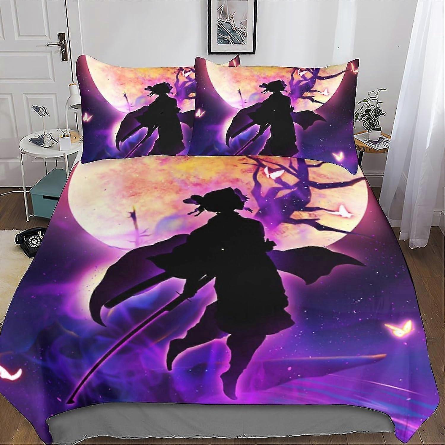 Demon Slayer Inspired Bedding Set 3D Printed Duvet Cover 3 Pieces Soft Breathable Anime Comforter Cover with Pillowcase