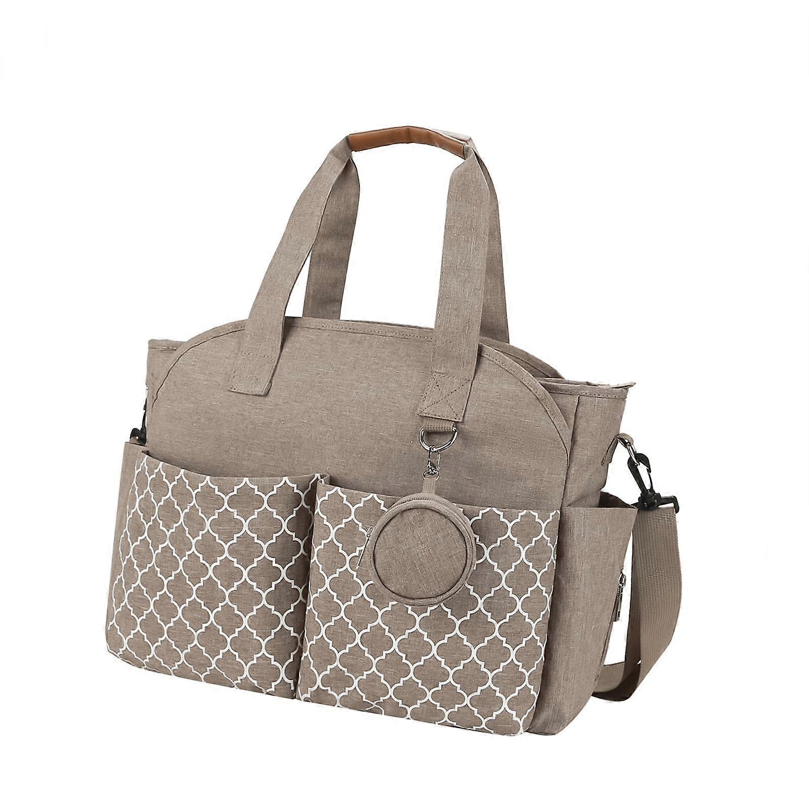 Baby Diaper Bag, Multifunctional Khaki Nappy Bag for Moms and Dads, Large Capacity, Waterproof Material, Stylish Design