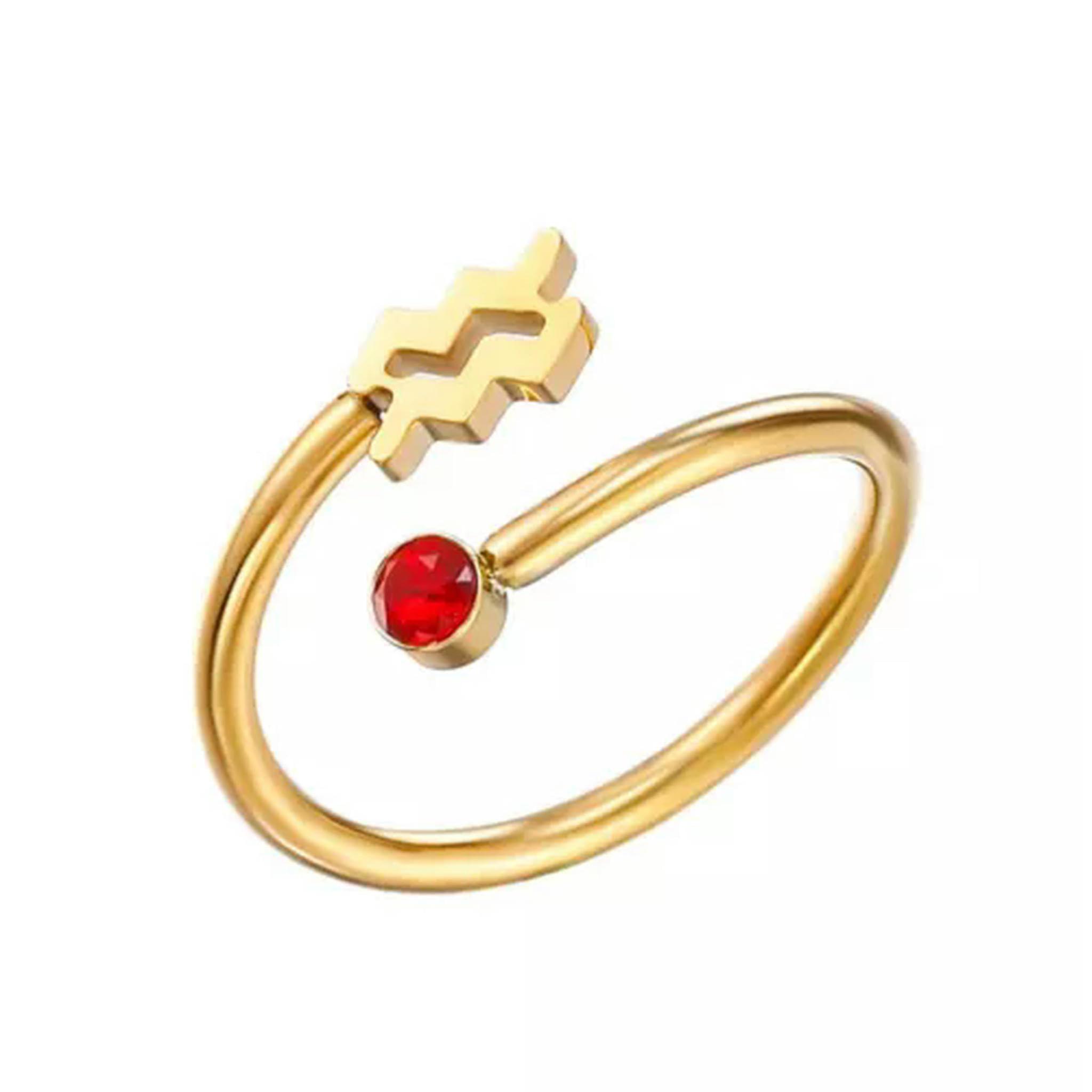 Creative Zodiac Sign Zircon Ring, Adjustable Size, 2 cm Diameter, Fashionable Simple Design, Twelve Constellations Style