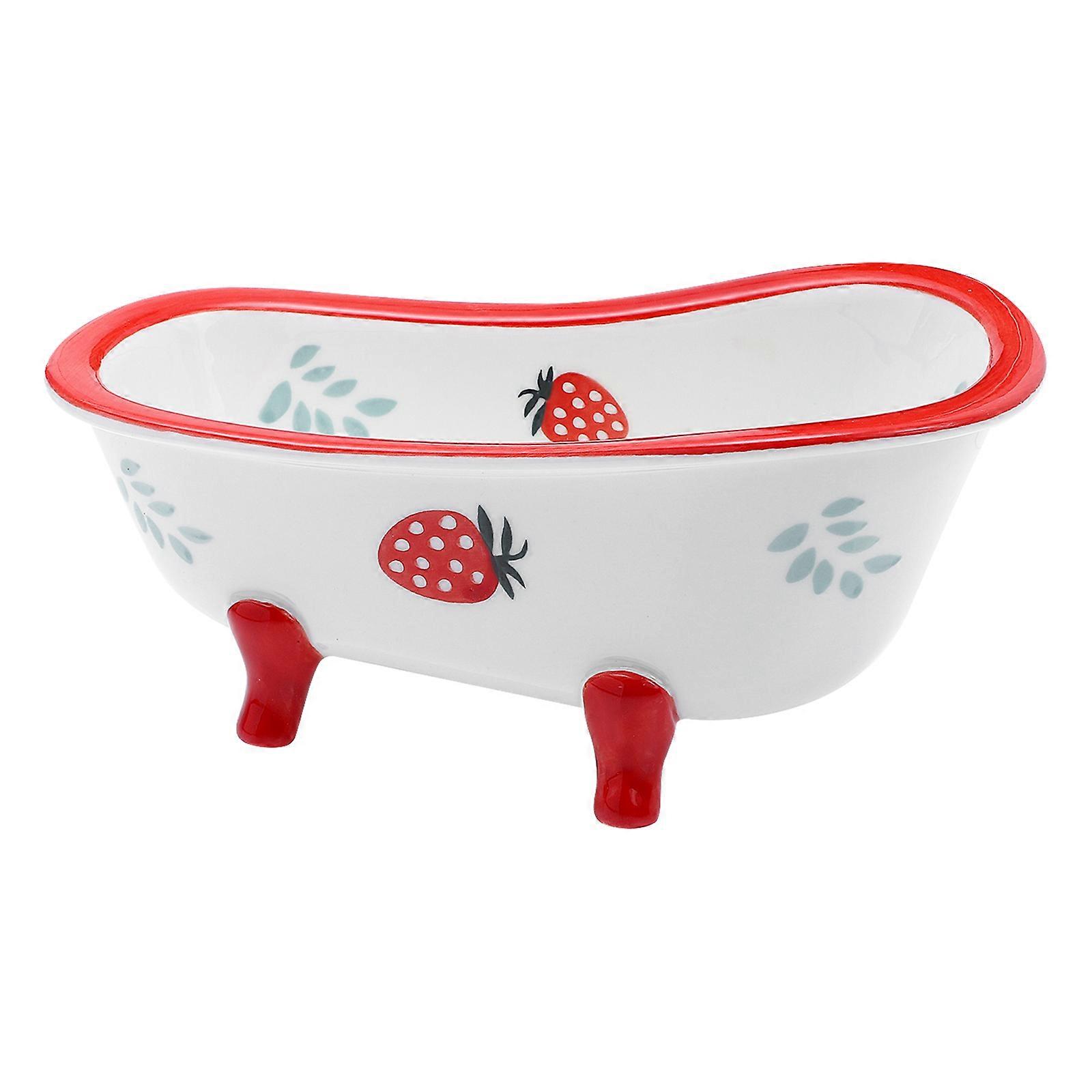 Red Ceramic Storage Bowl for Kitchens and Homes Essential Container with Bathtub Shape 1Pc