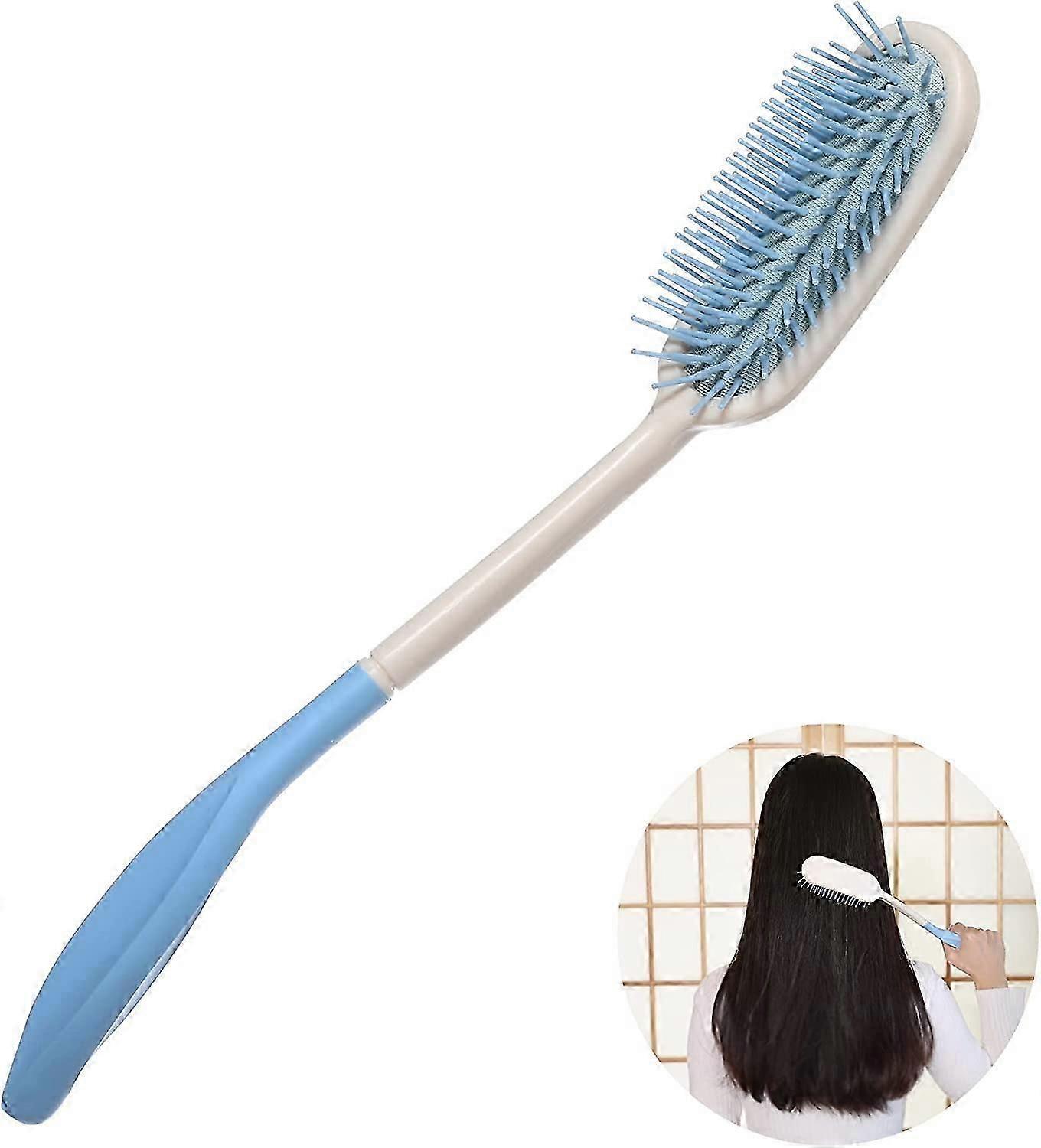 Long-Handle Soft Hairbrush & Comb Set - Ideal for Elderly & Handicapped Users