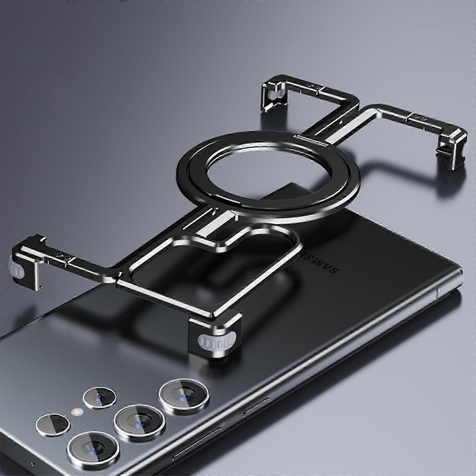 Frameless for S24 Ultra Case compatible with Magsafe Kickstand, Metal Slim Hard Ultra Thin for S24 Ultra Shockproof Case with Ring Holder Magnetic Inv