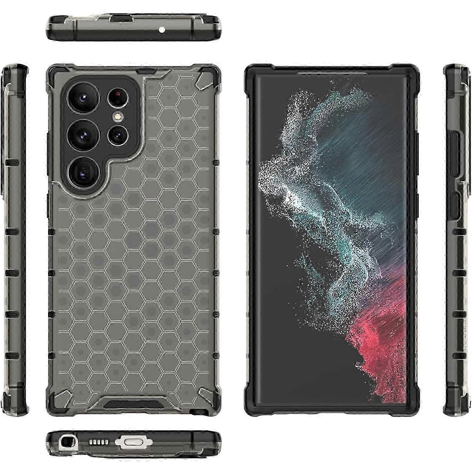for Samsung Galaxy S24 Ultra Transparent Honeycomb Case, Anti-Scratch Hard PC Back Back + Soft TPU Bumper Non-Yellowing Phone Case
