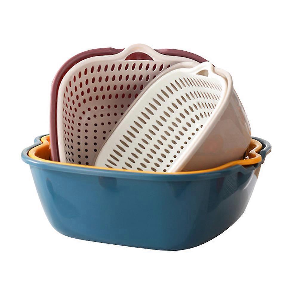 Draining Basket Bowl Kitchen Draining Basket Housewife Food Preparation 28X26X10CM PP Vegetable Washing 6Pcs