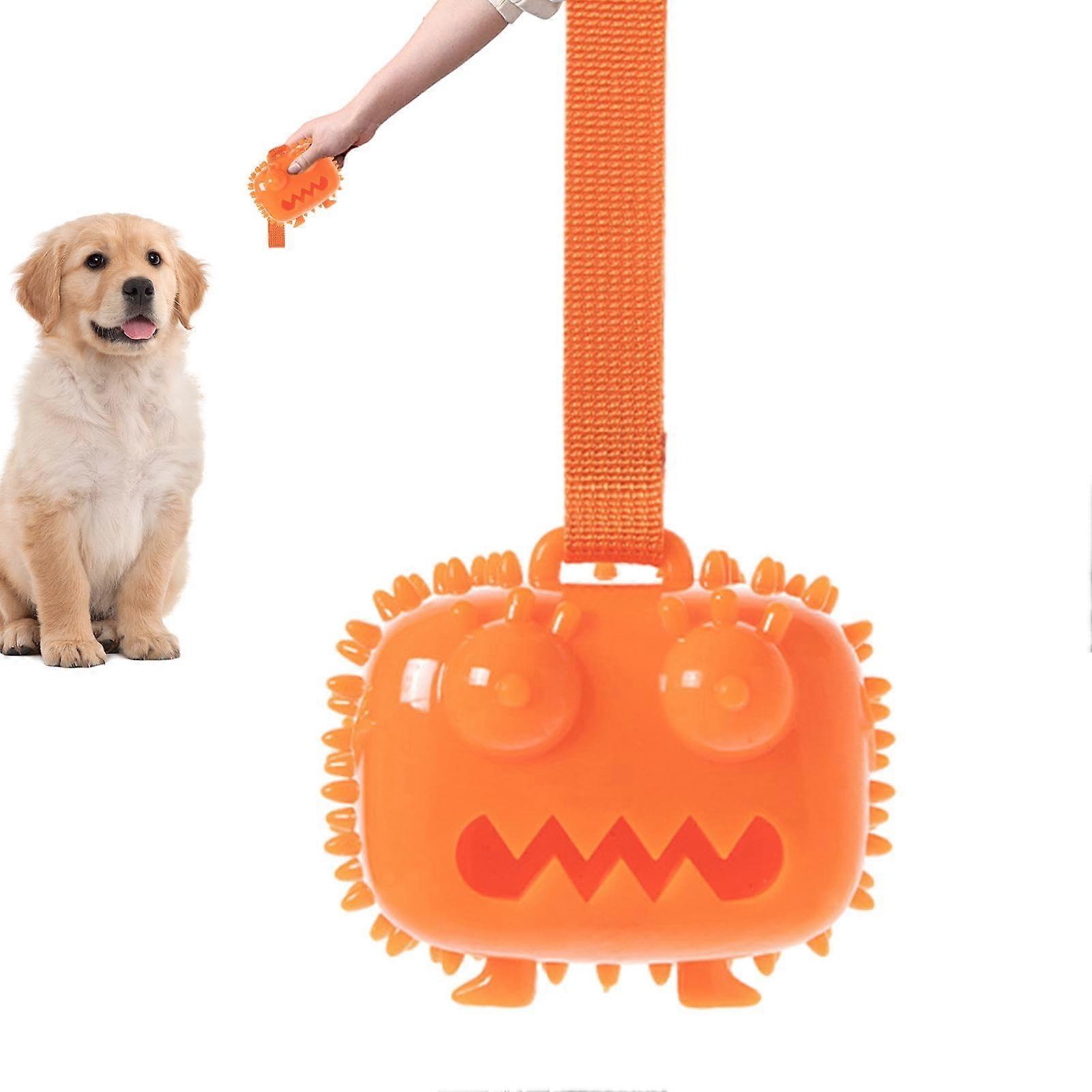 Dog Chew Toy - Soft Squeaky Interactive Toy for Large Dogs, Durable Plush Material, Orange Color with Big Eyes