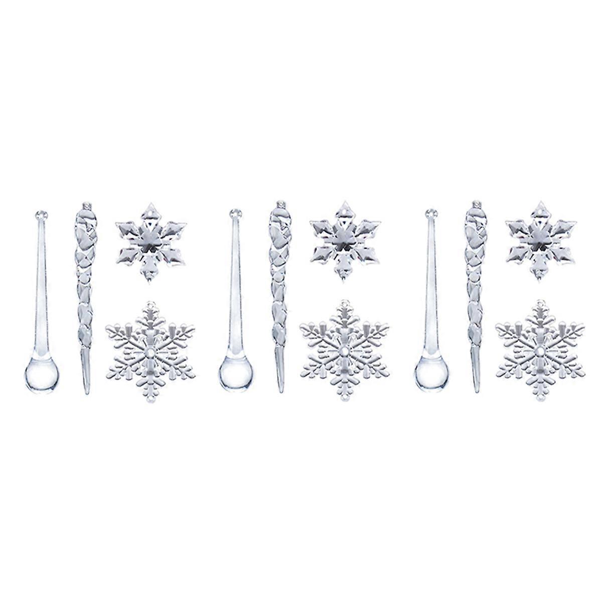 40PC Snowflake Icicle Crystal Christmas Tree Transparent Ornaments