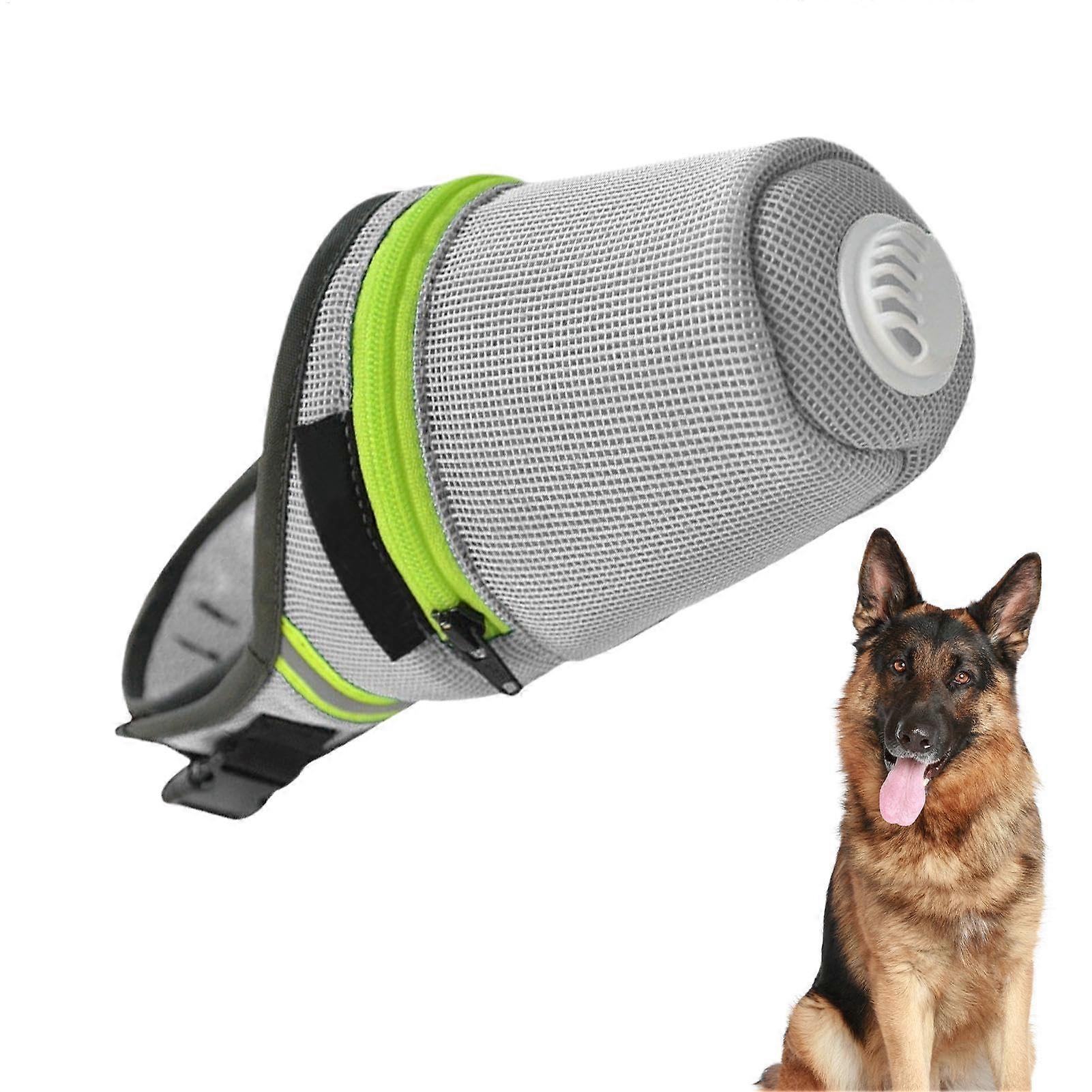 Adjustable Dog Muzzle, Reusable Pet Filter Muzzle, Reflective Strip Design, Grey Size L for Walking, Running, and Home Use