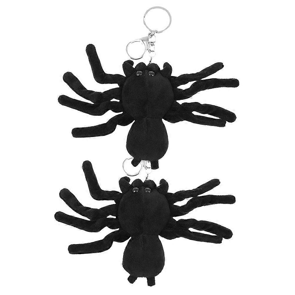 2Pcs Spider Keychain Funny Plush Spider Keyring Toy Halloween Decoration for Backpack