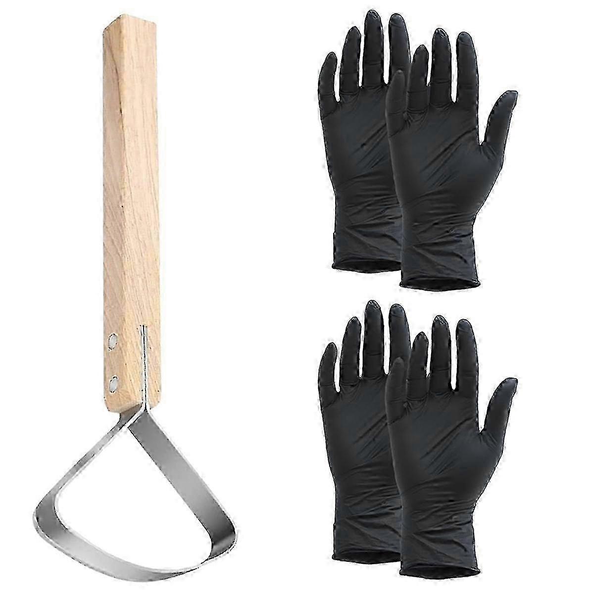 3-Piece Hide Scraper Fleshing Tool Set - 11.2-Inch Long Handle Fleshing Knife for Skinning & Hides - Ideal for Tanning Arbeit