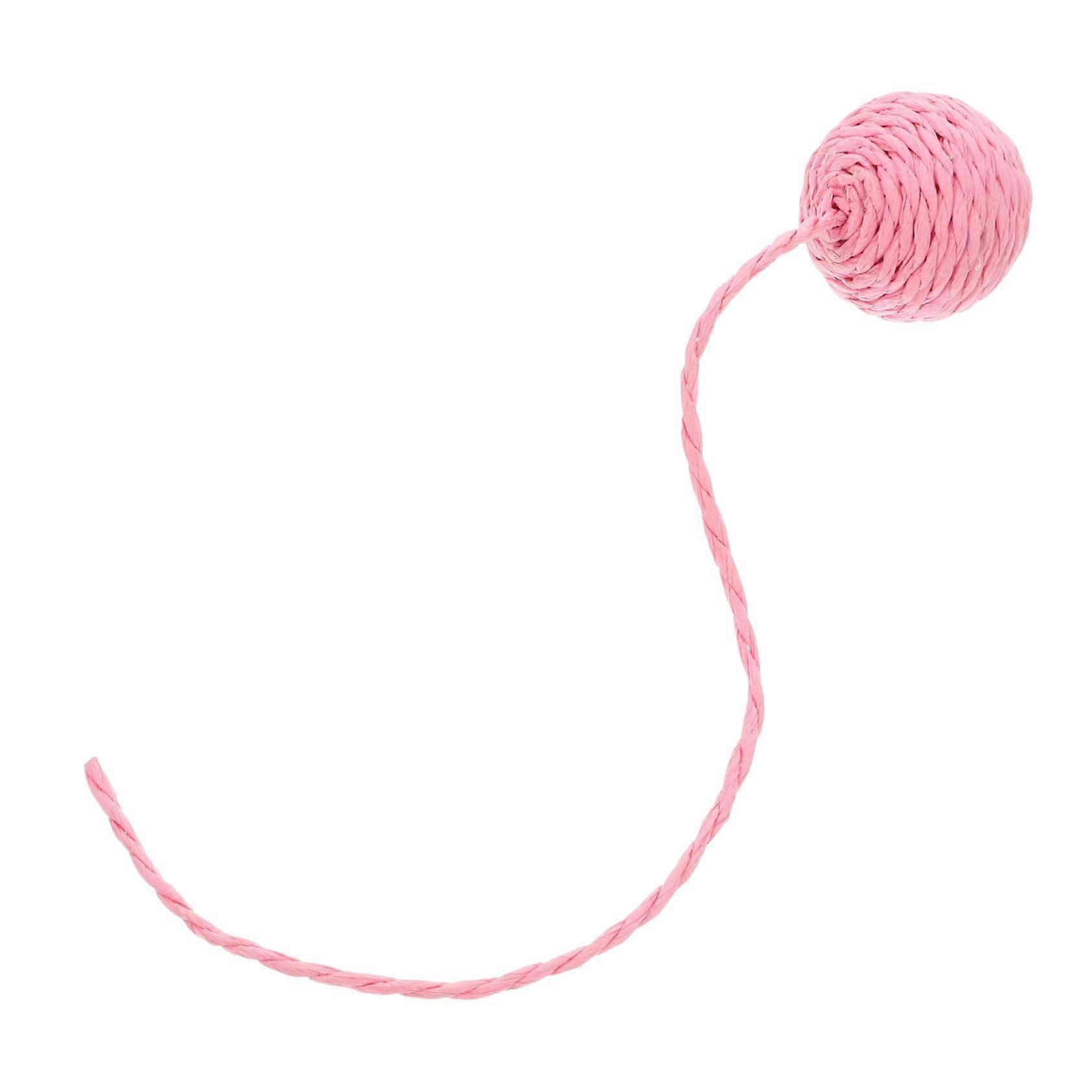 Cat Scratching Post Accessories Pink Fuzzy Tail Design Sisal Rope Toy For Kittens Small Size