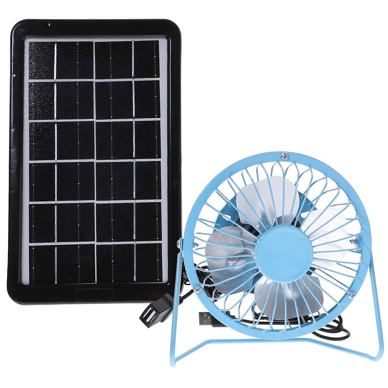 Usb Solar Powered Fan Quiet Operation For Home Use 4Inches Plastic Material 1Set