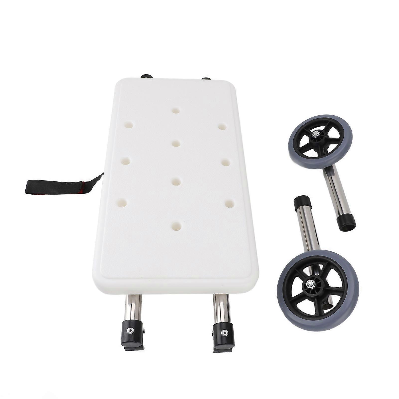 Walker Shower Board White 6 Adjustable Height Stainless Steel Wheels Set for 4 Leg Walker Replacement Accessory