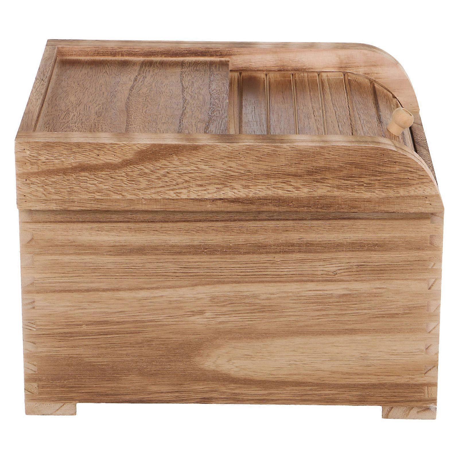 Cereal Storage Container Rice Storage Containers Kitchen Use Rectangular Wood 29.00X24.00X20.50CM Pest Prevention 1Pcs