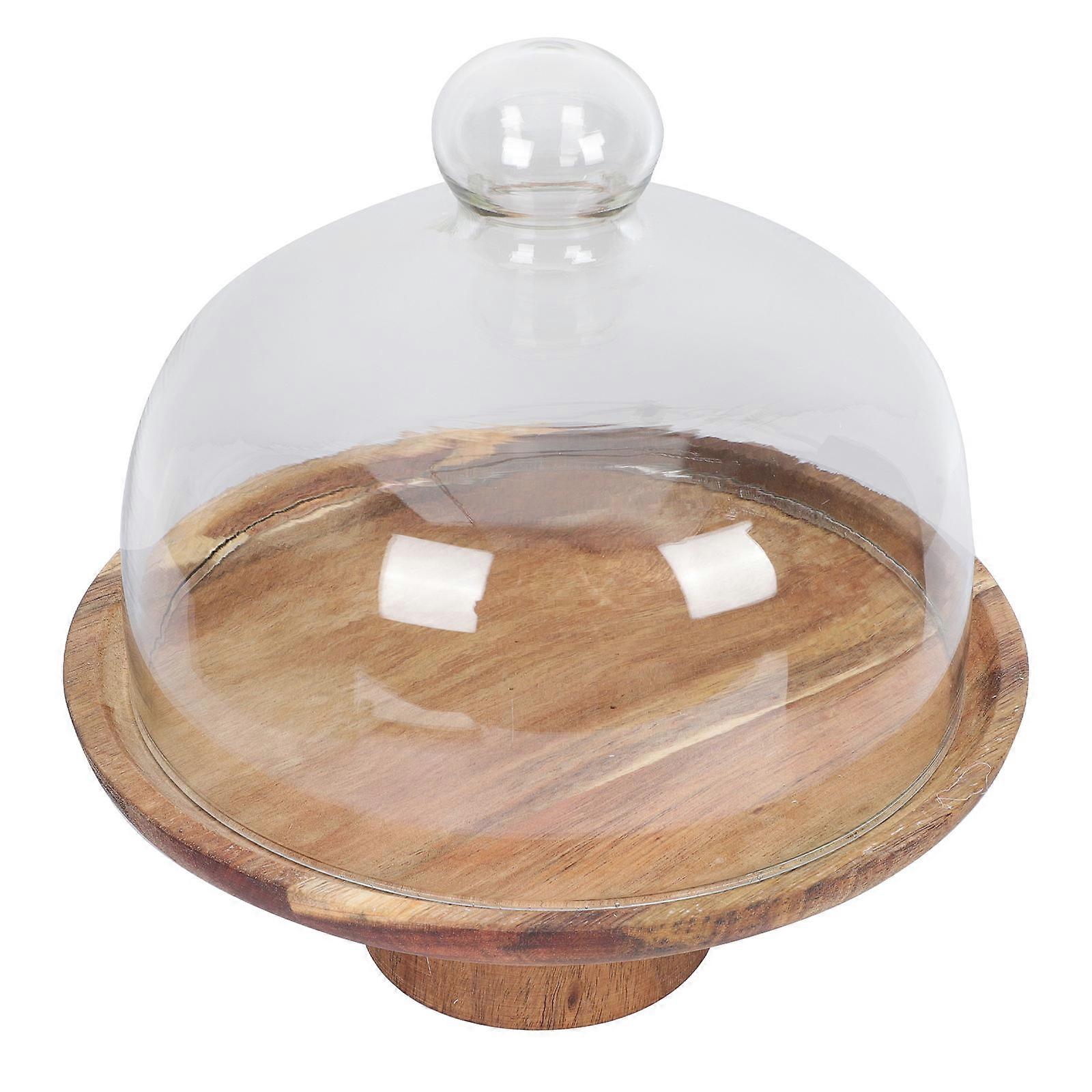 1 Set Decorative Cake Tray Dessert Rack Fruit Snack Display with Glass Lid