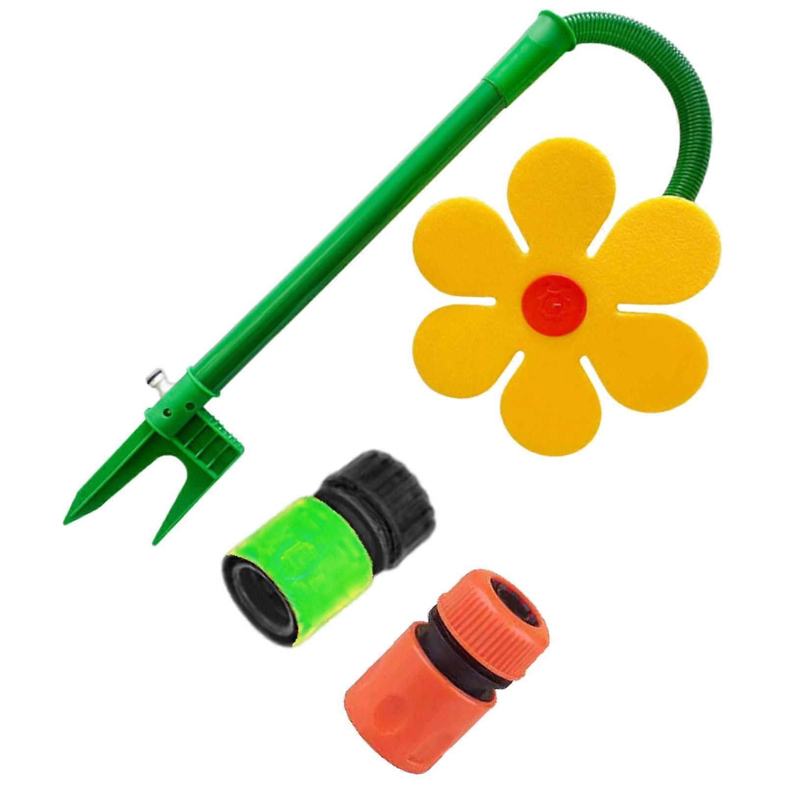 Whimsical Dancing Flower Sprinklers for 360 Degree Coverage in Gardens and Green Spaces Yard Irrigation Accessories  Yellow