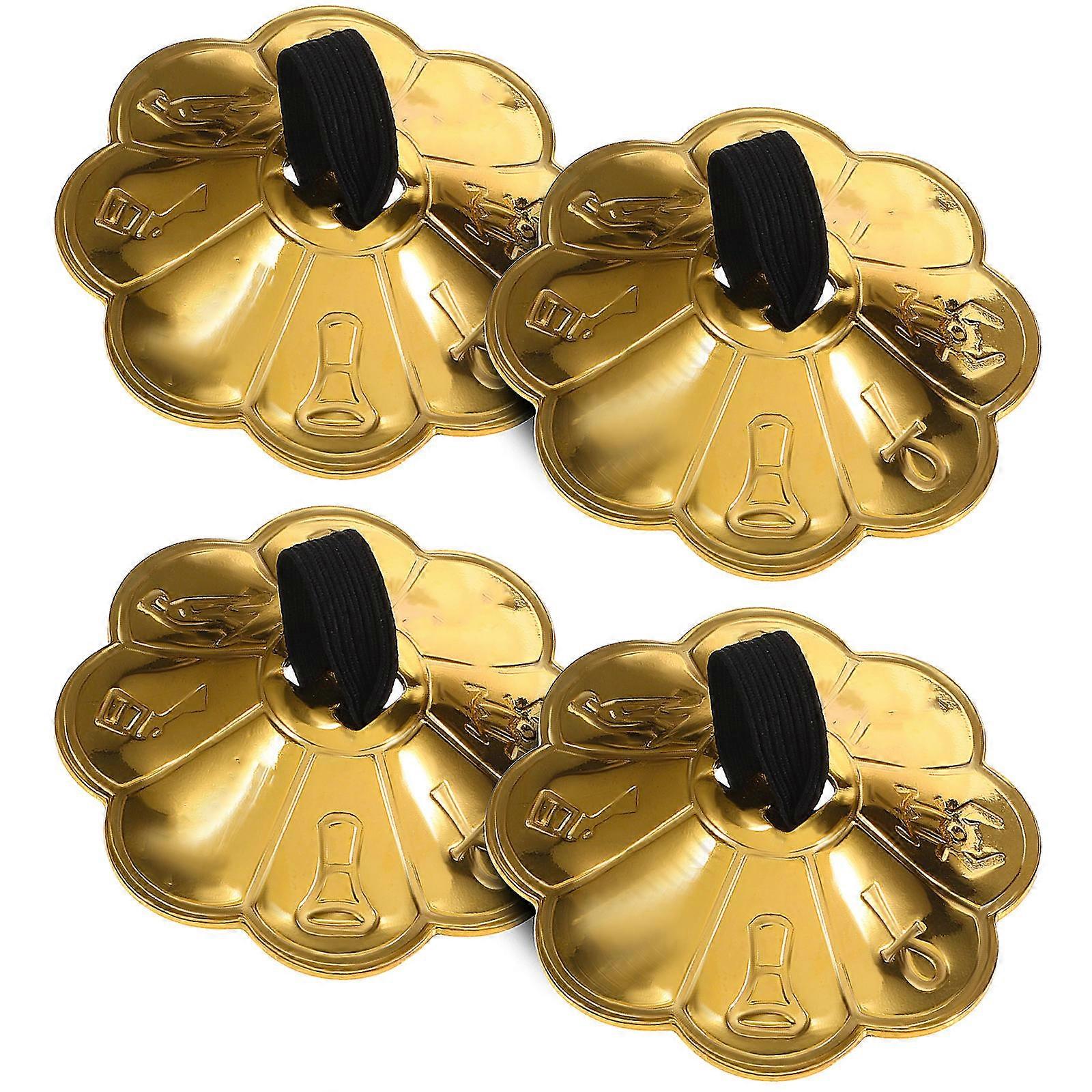2 Pairs Finger Cymbals for Belly Dancing with Plum Blossom Lace Hand Cymbals Set Percussion Instrument for Dancer Party