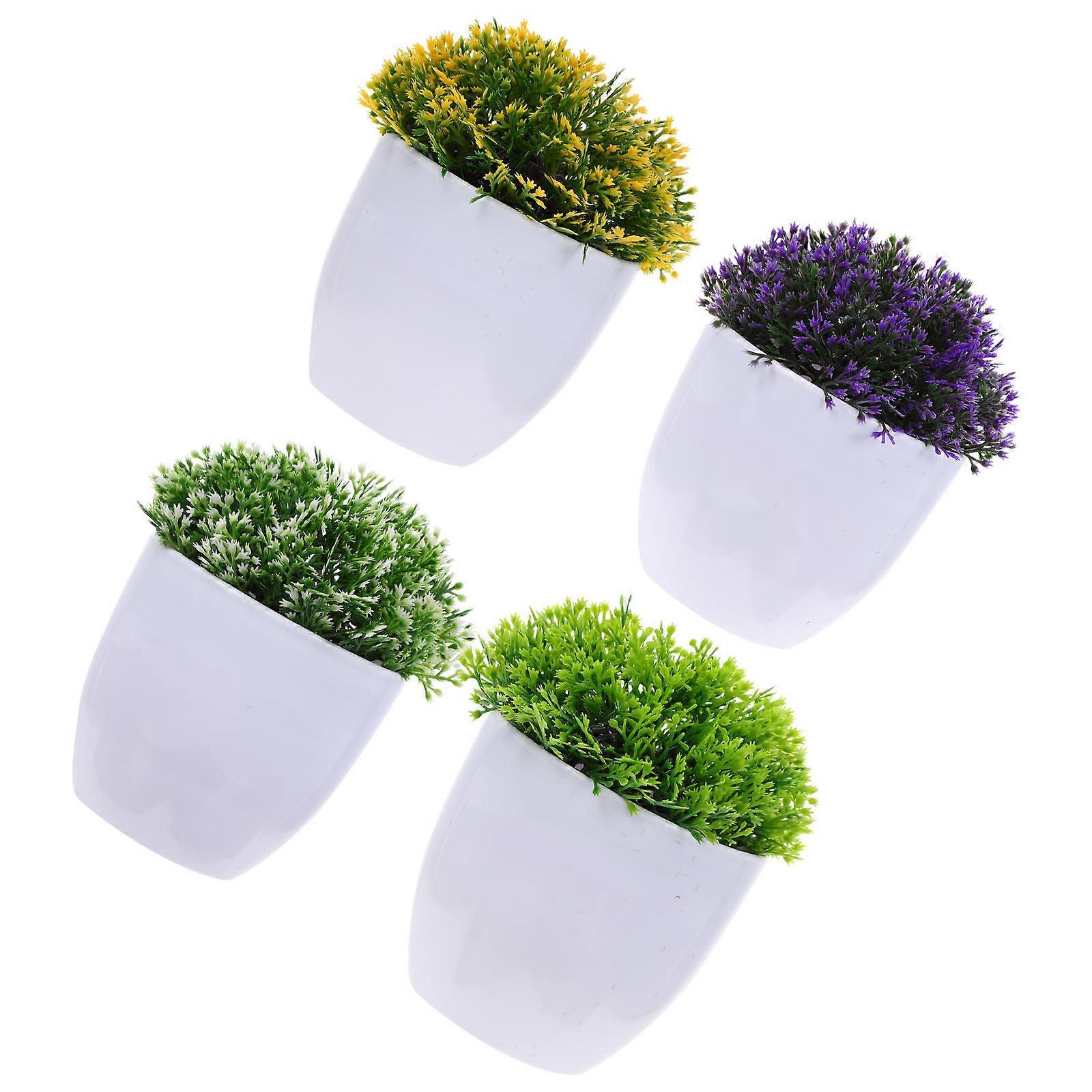 4Pcs Lifelike Artificial Potted Plants for Home Decor with Vibrant Colors and Simple Structure